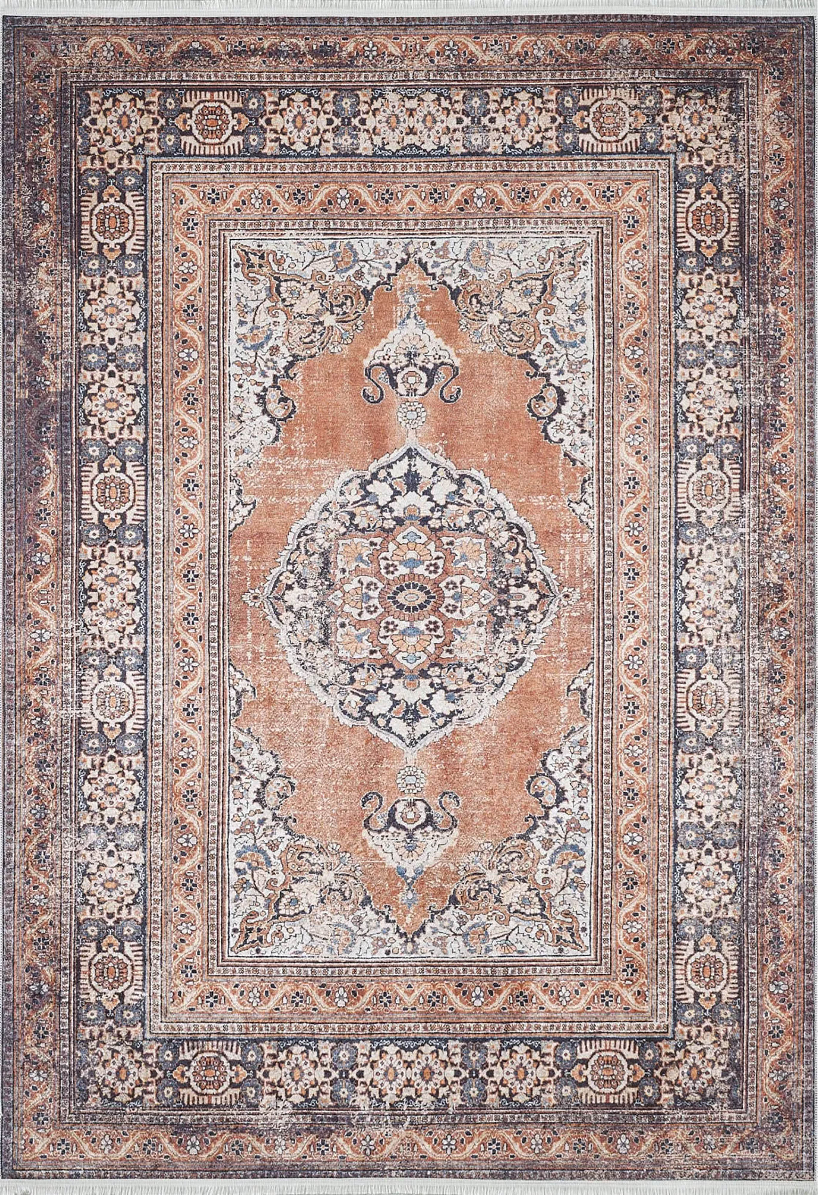 Turuncu Madalyon Geometrik Halı - Pera Halı