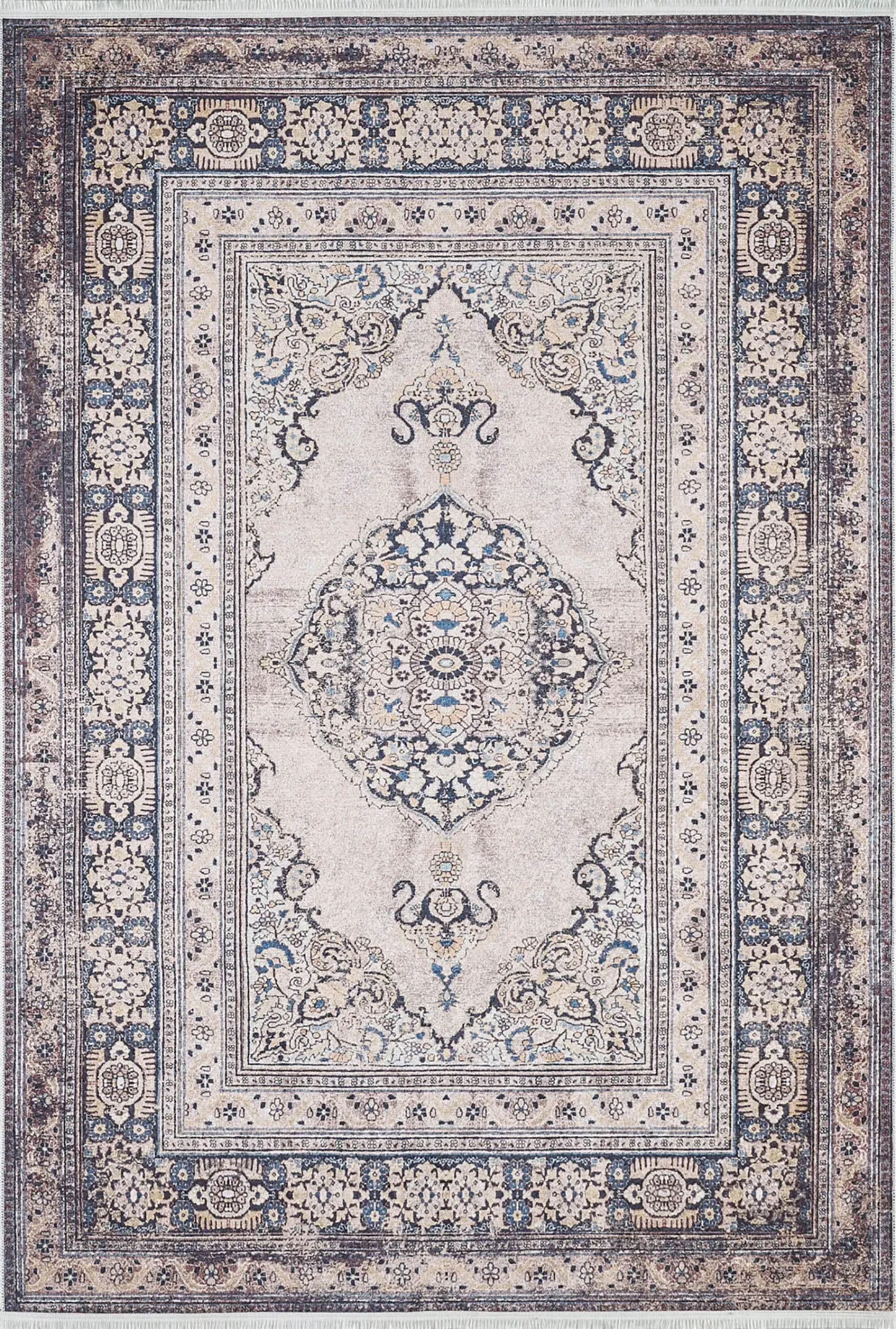 Bej Madalyon Geometrik Halı - Pera Halı