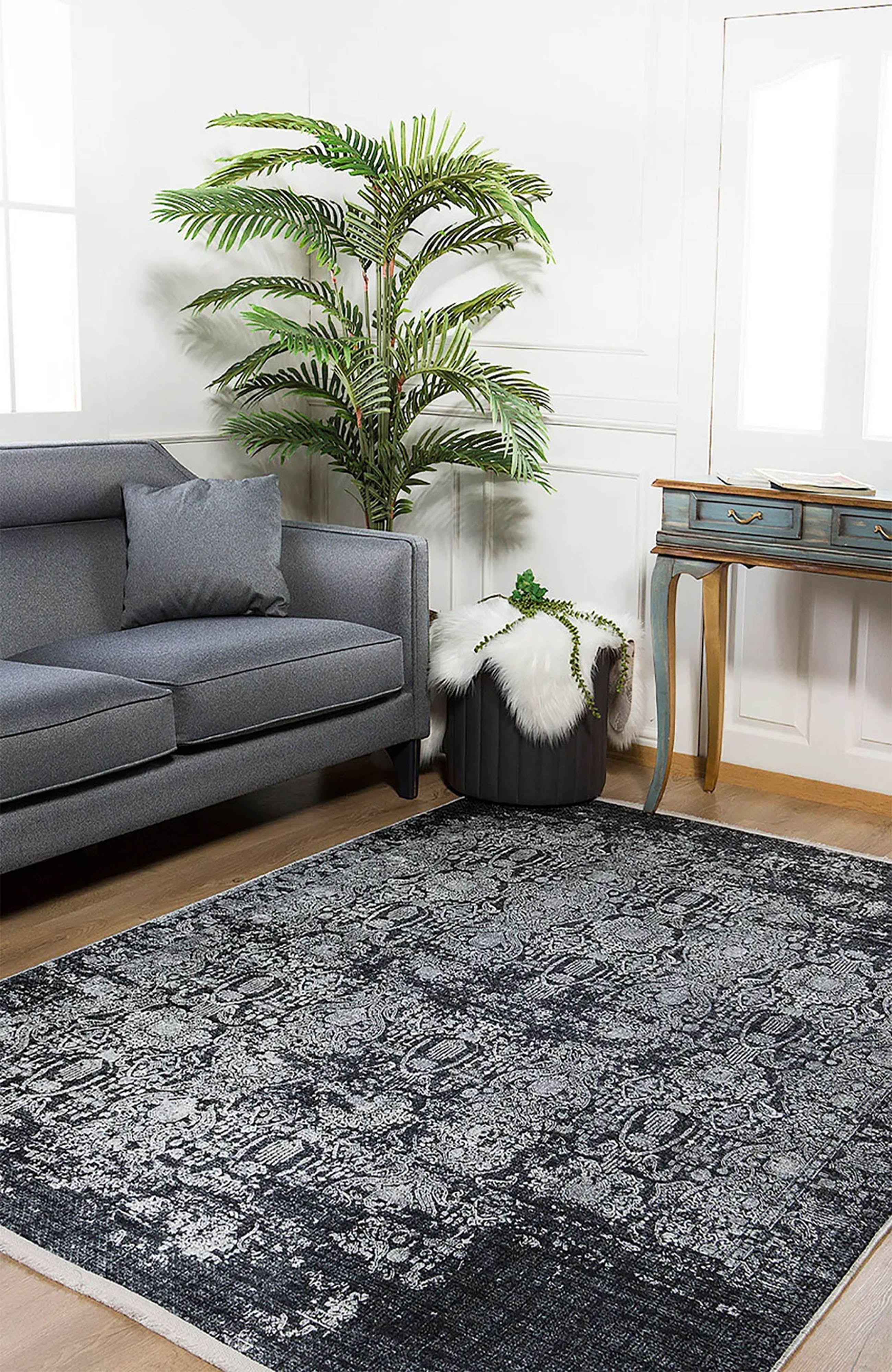 Brown Beige Geometric Antique Art Deco Rug