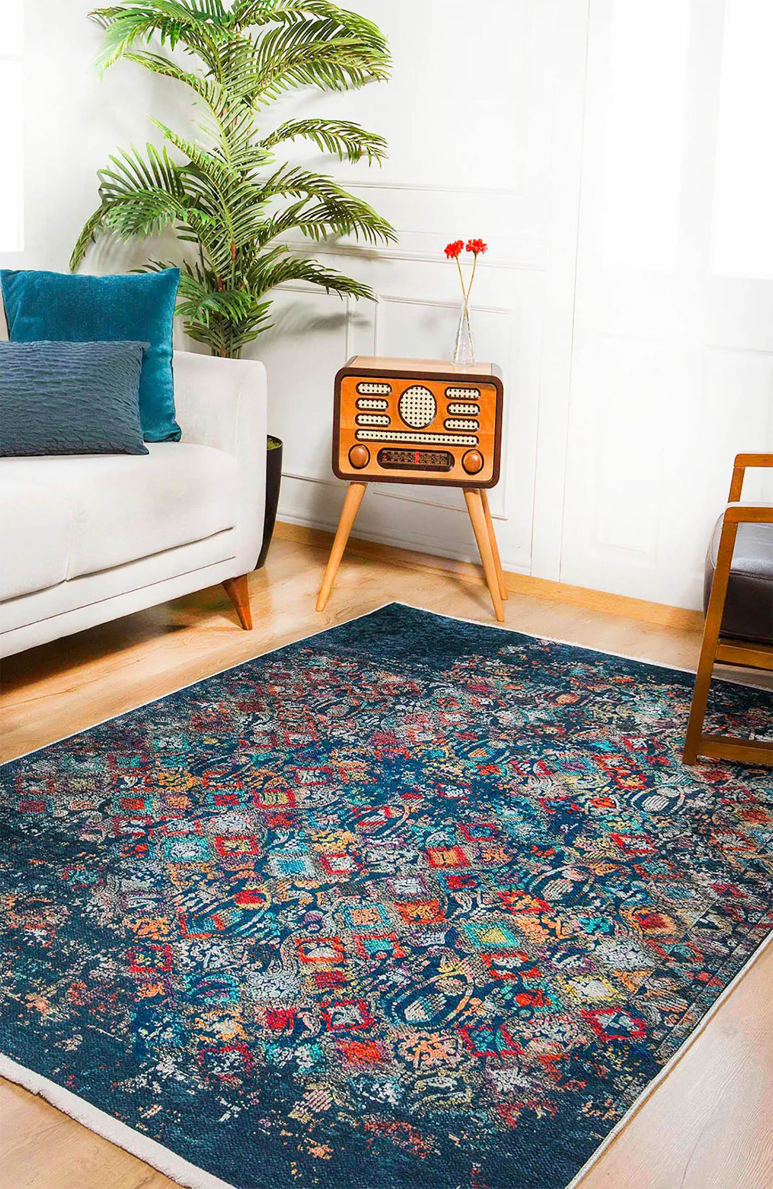 Brown Beige Geometric Antique Art Deco Rug