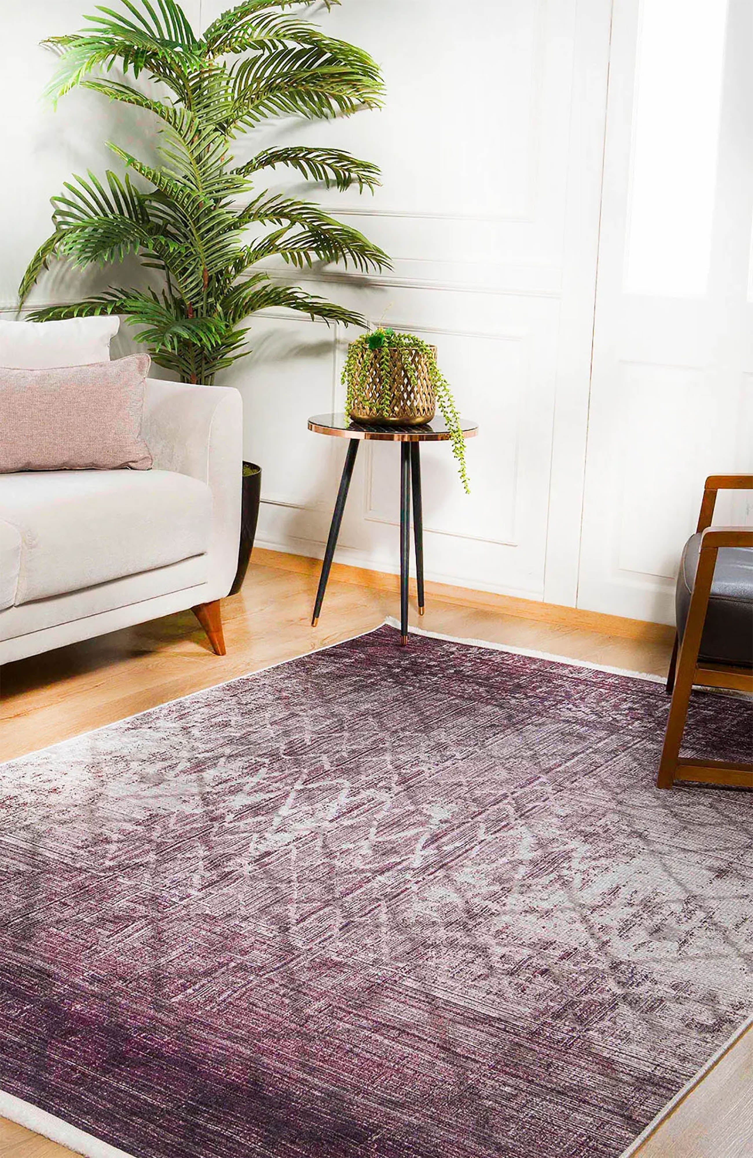 Brown Beige Geometric Antique Art Deco Rug