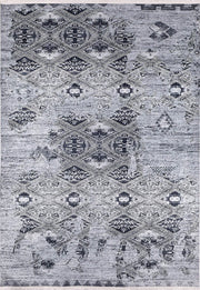 Gri Geometrik Eskitme Halı