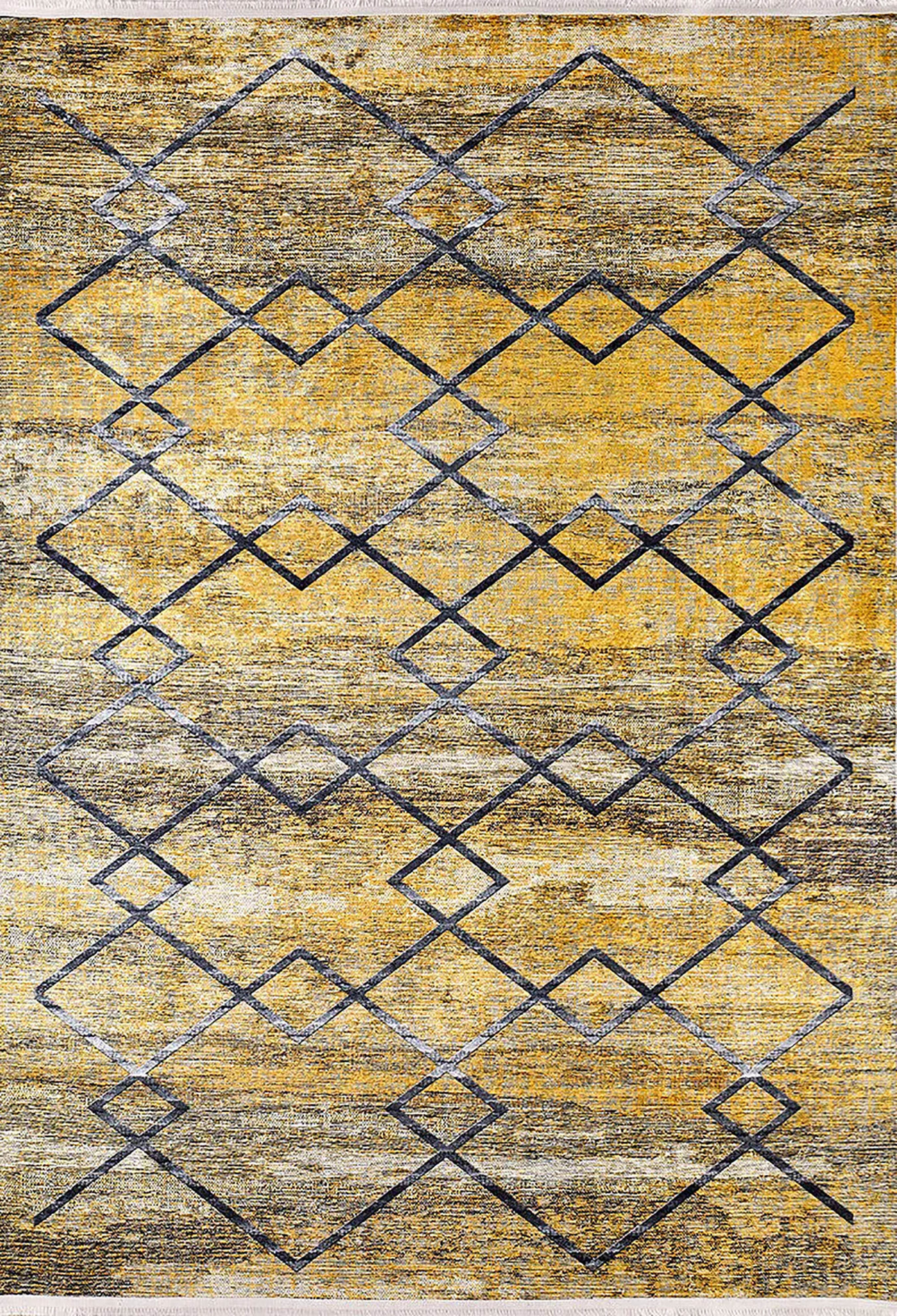 Brown Beige Geometric Antique Art Deco Rug