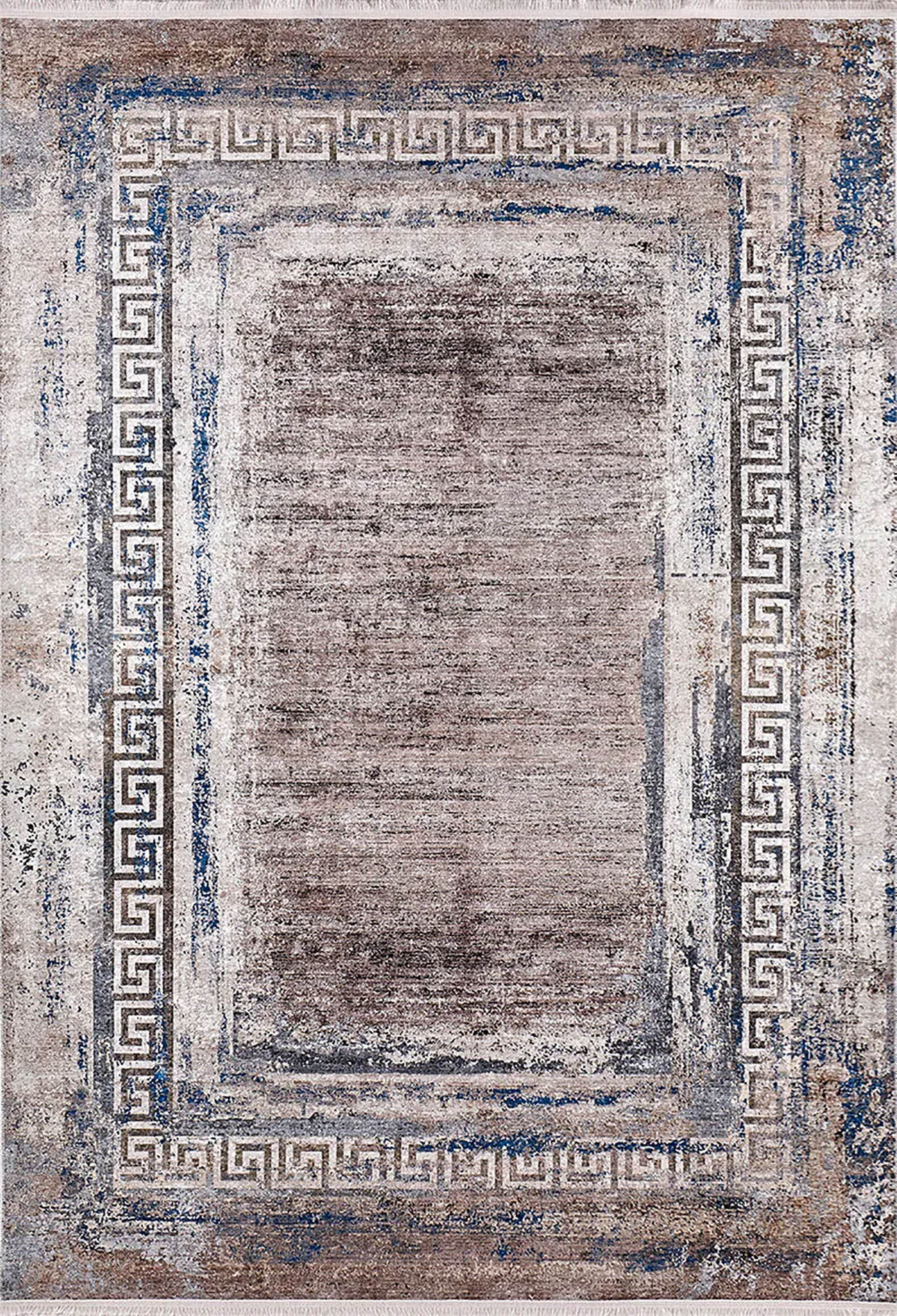 Brown Beige Geometric Antique Art Deco Rug
