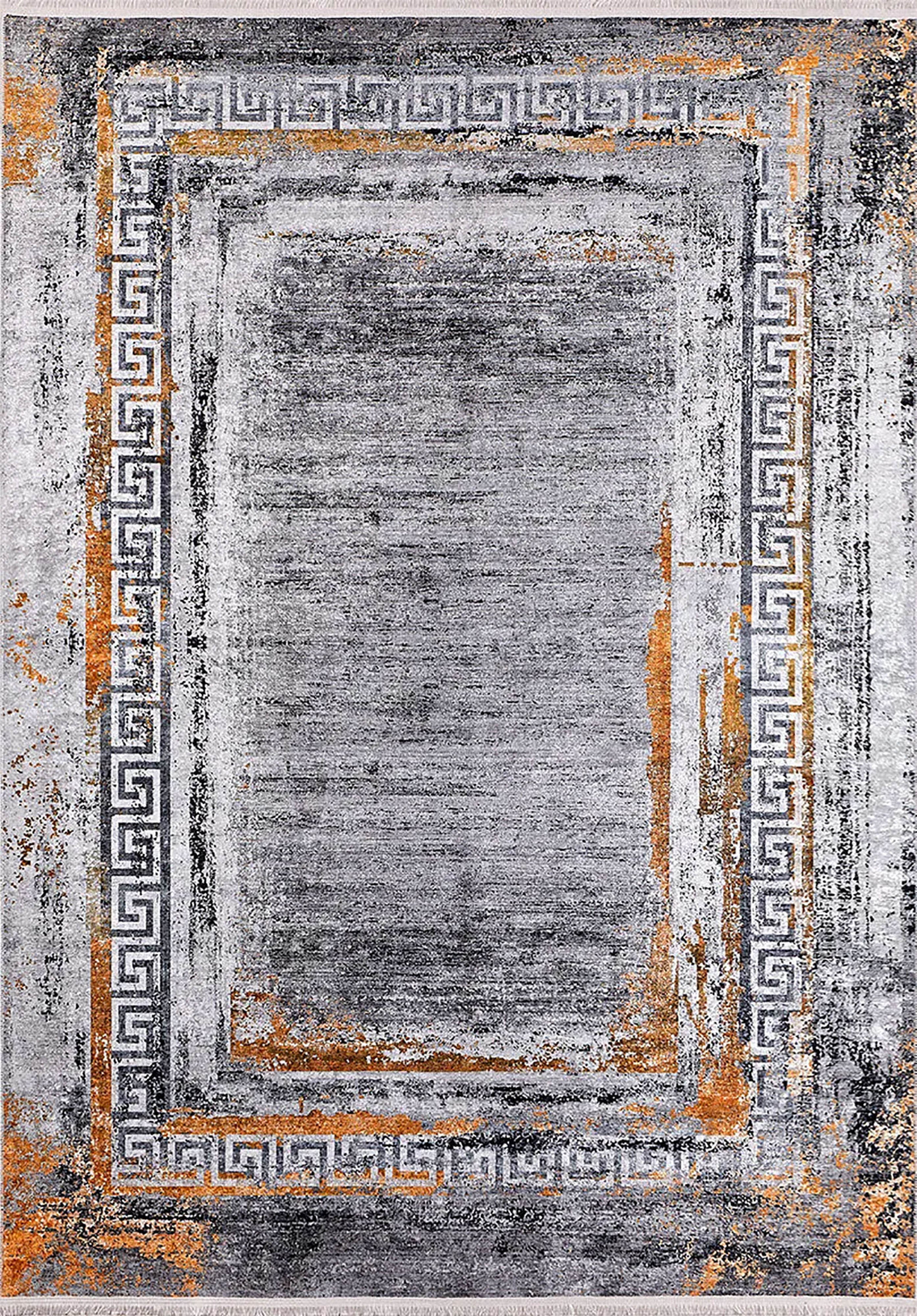 Brown Beige Geometric Antique Art Deco Rug