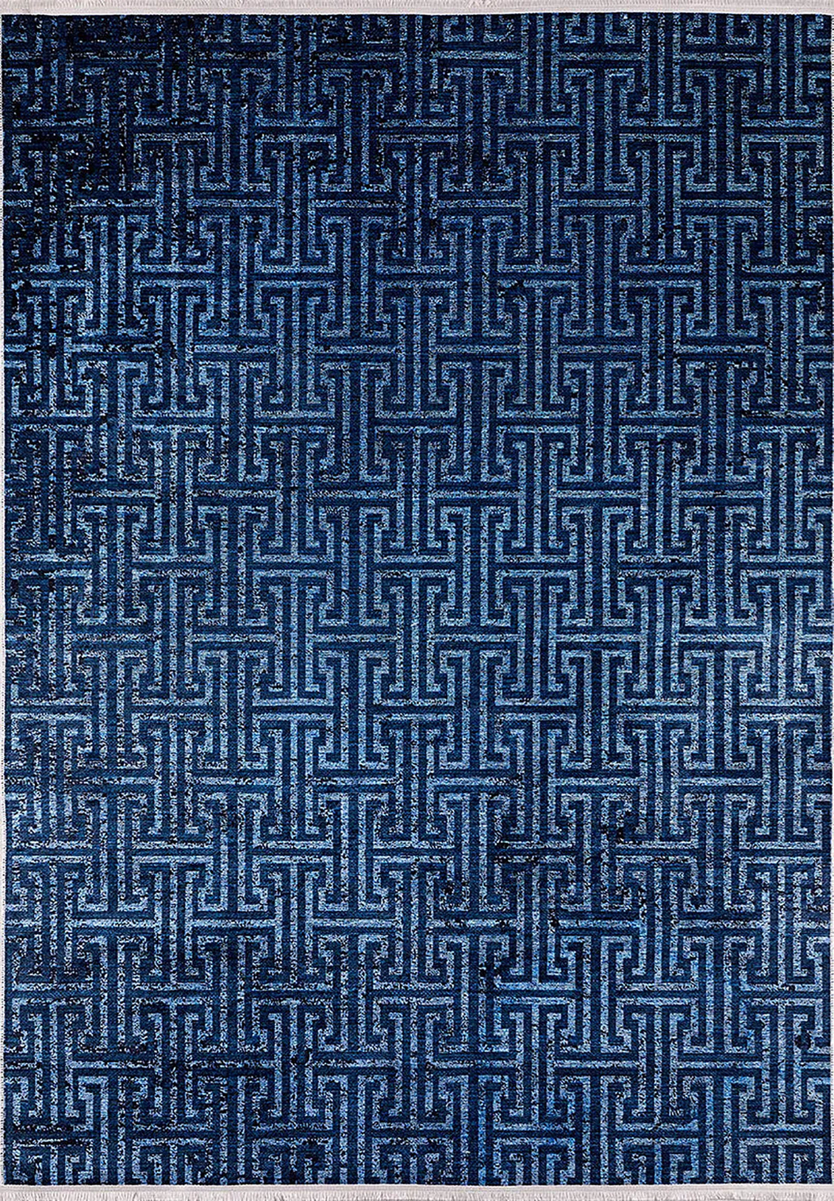 Lacivert Geometrik Modern Halı - Pera Halı
