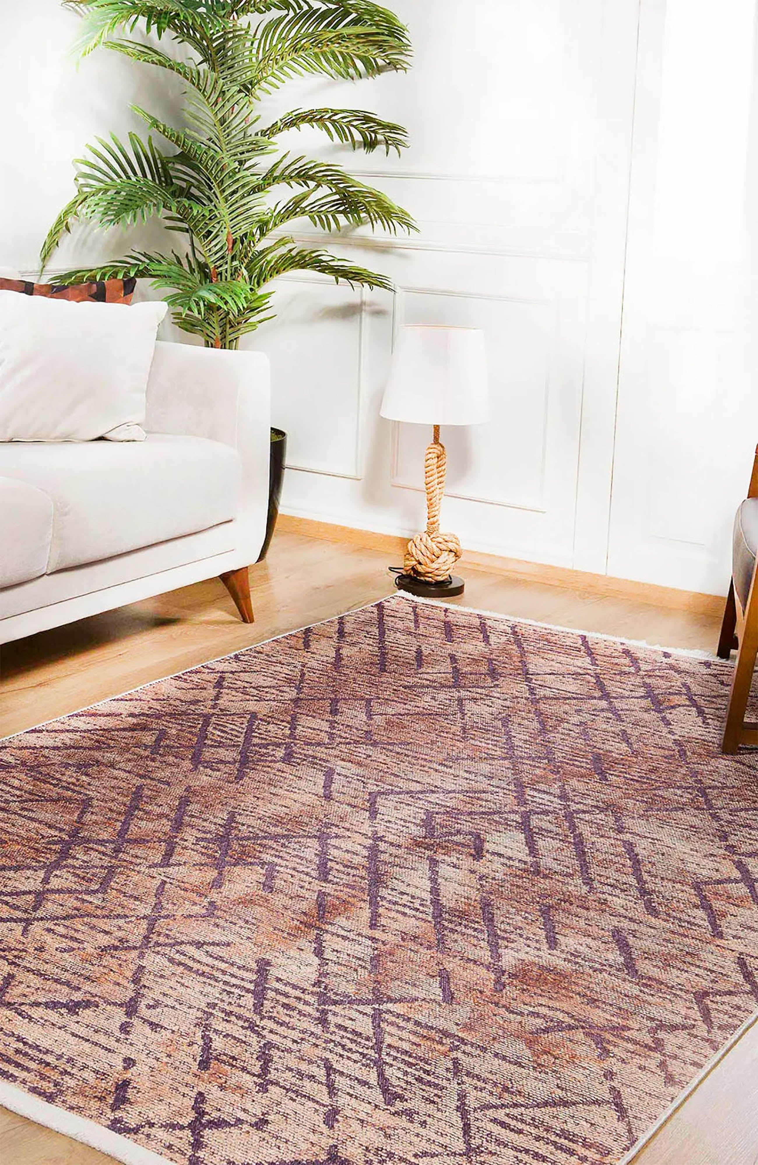 Braunbeiger geometrischer antiker Art Deco Teppich