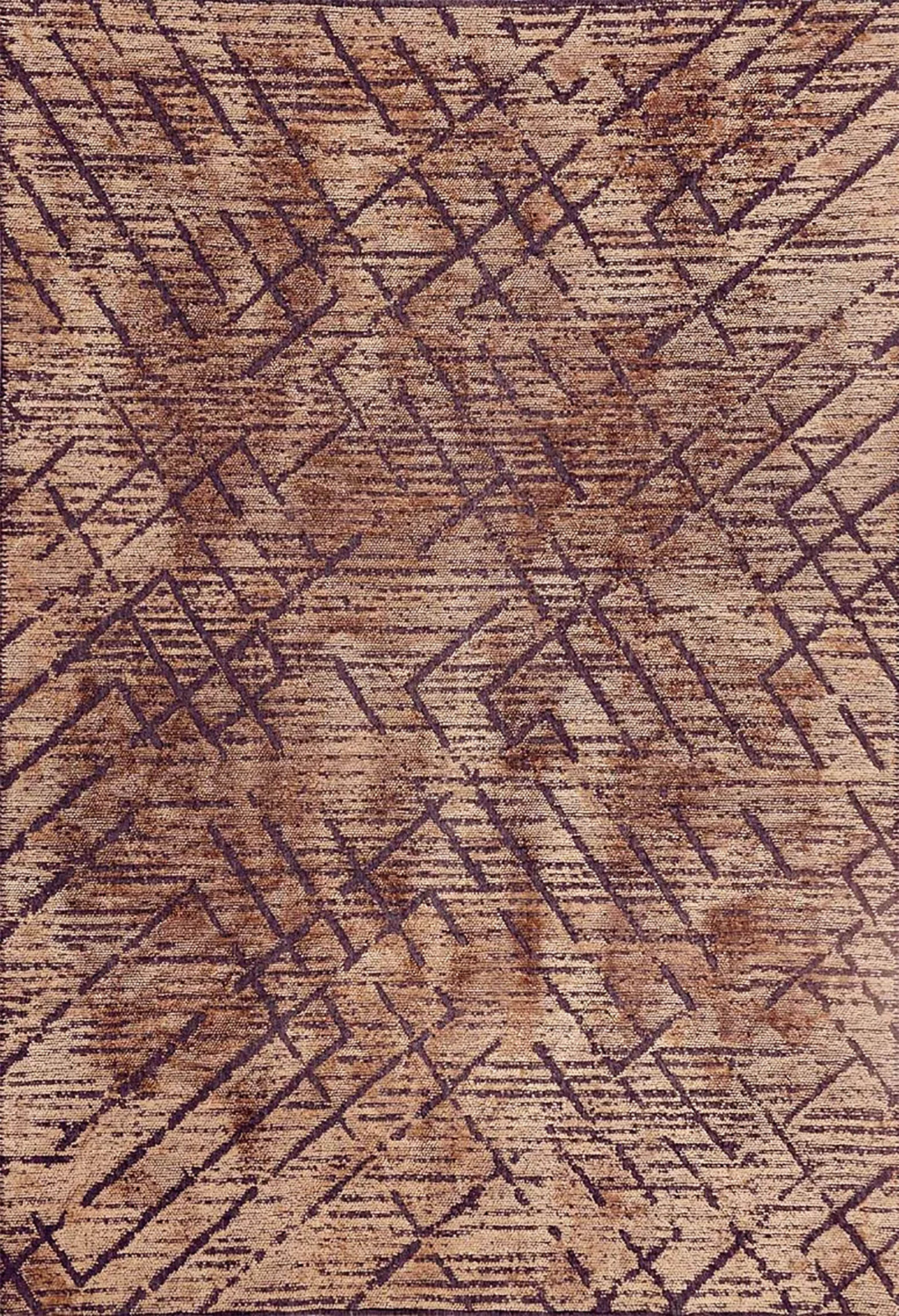 Braunbeiger geometrischer antiker Art Deco Teppich