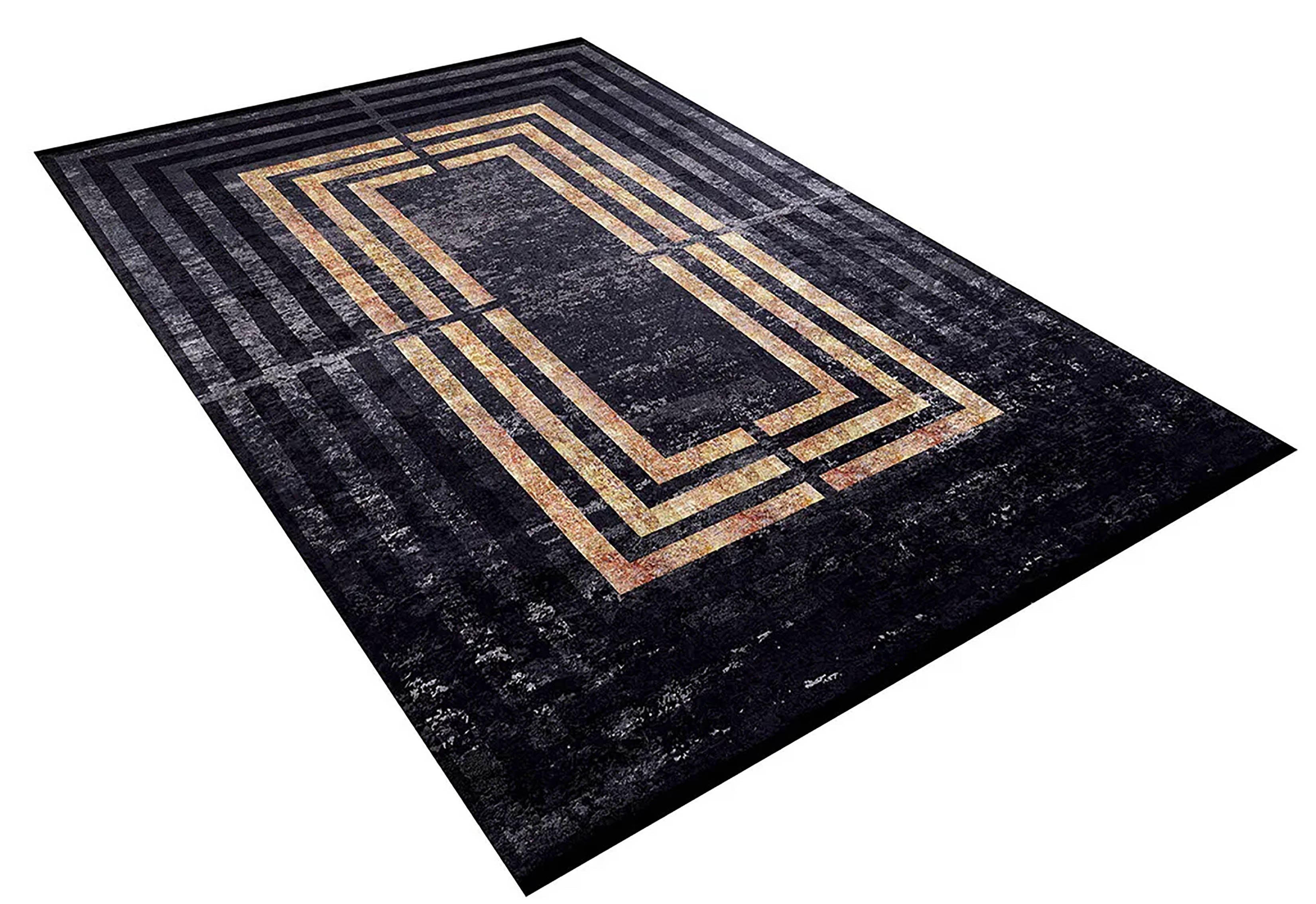 Braunbeiger geometrischer antiker Art Deco Teppich