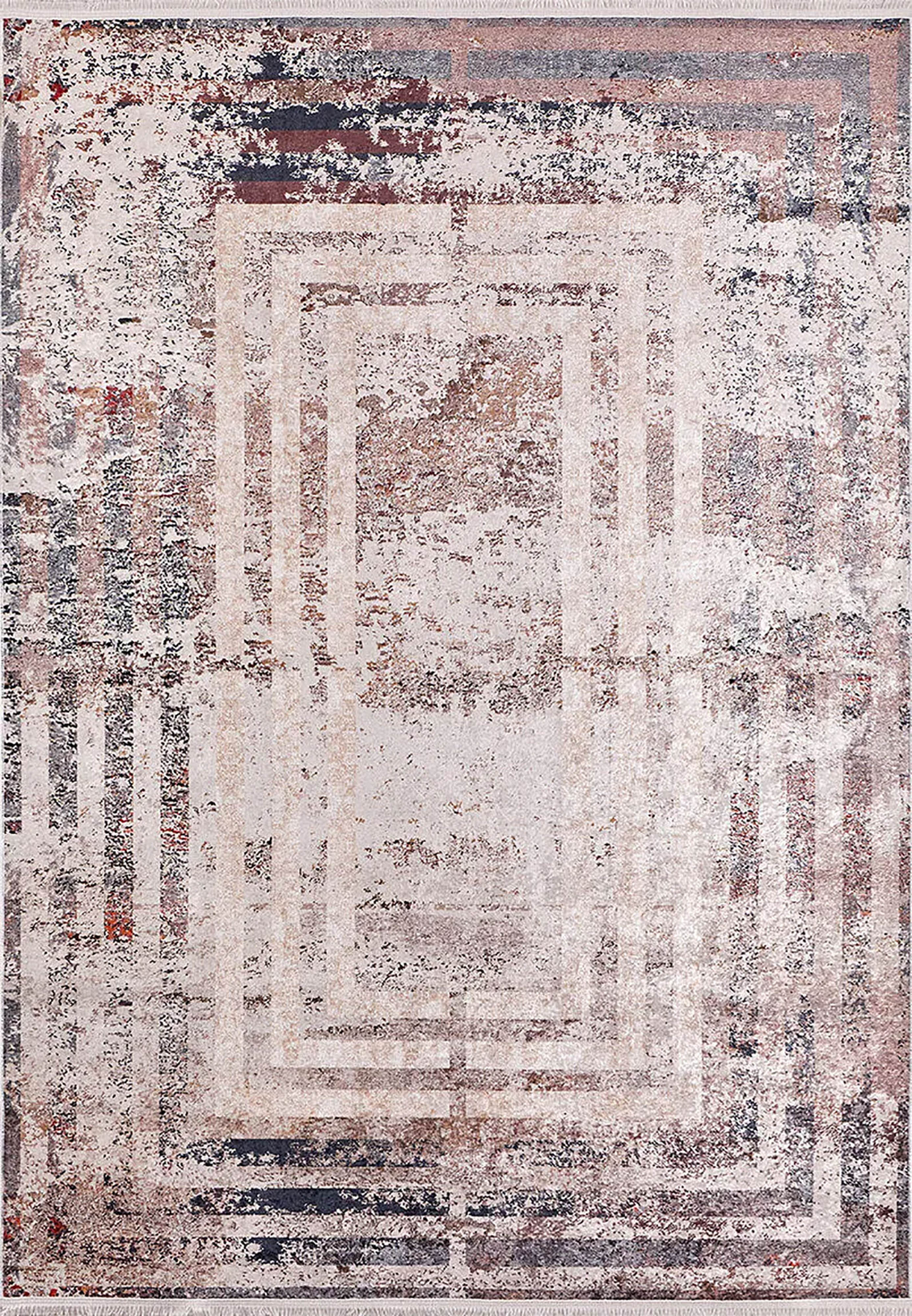 Braunbeiger geometrischer antiker Art Deco Teppich