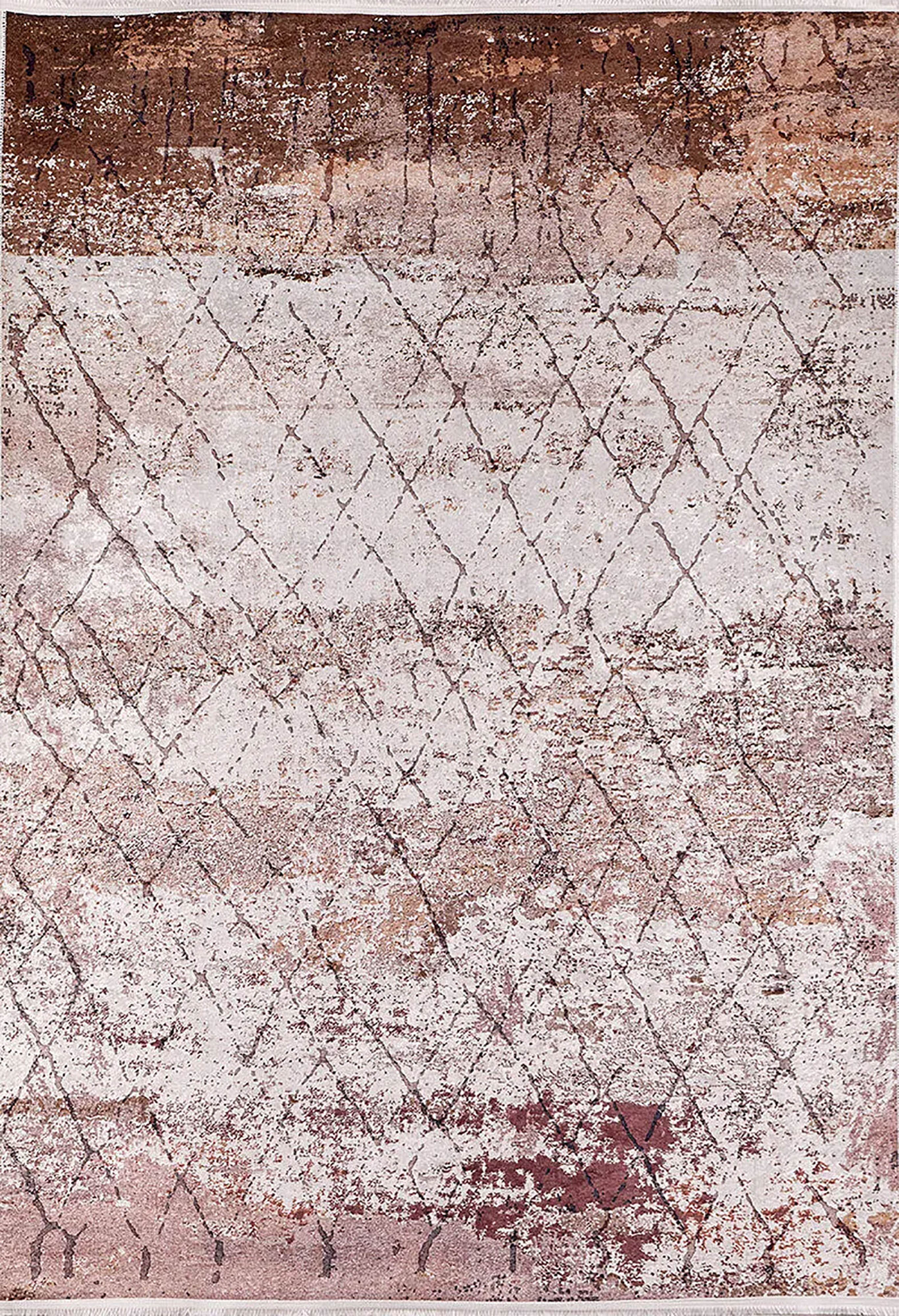 Braunbeiger geometrischer antiker Art Deco Teppich