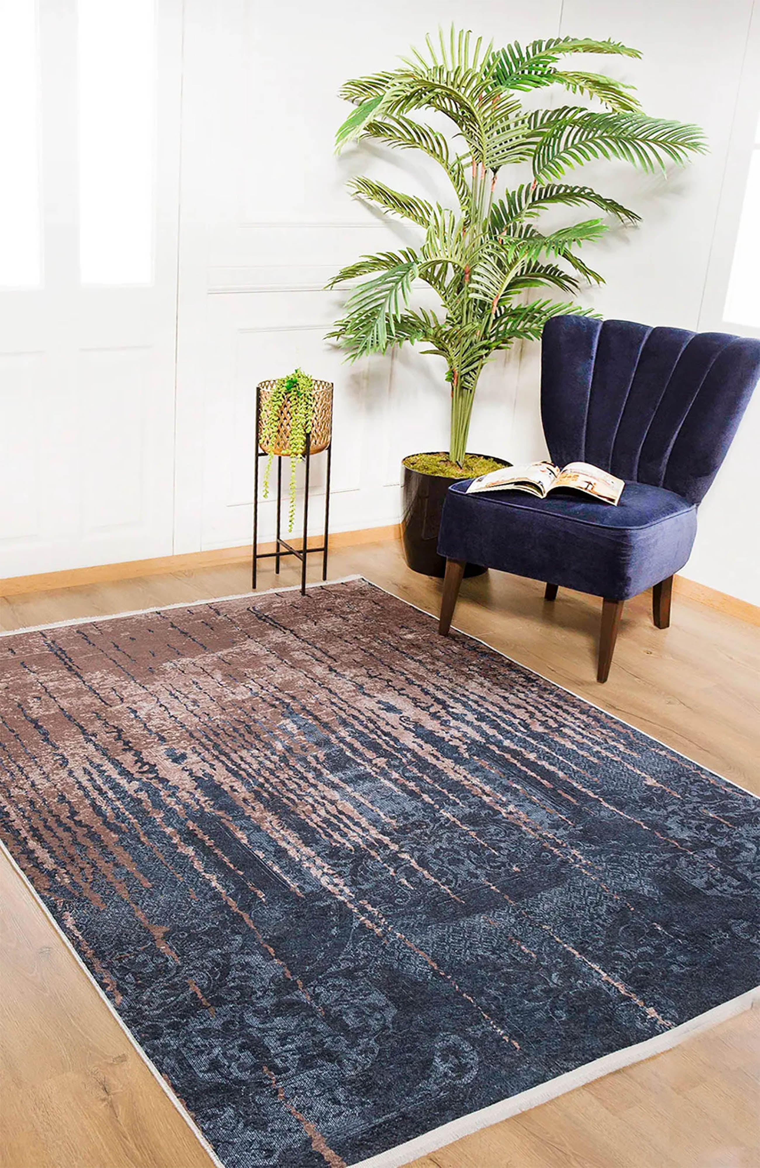 Braunbeiger geometrischer antiker Art Deco Teppich