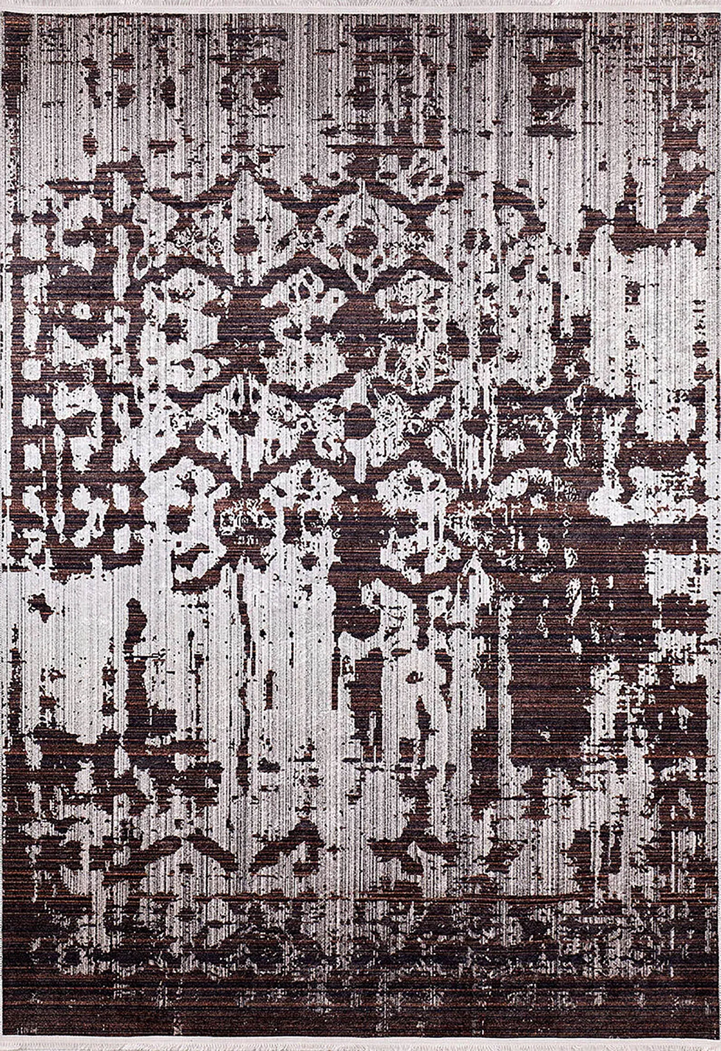 Brown Beige Geometric Antique Art Deco Rug