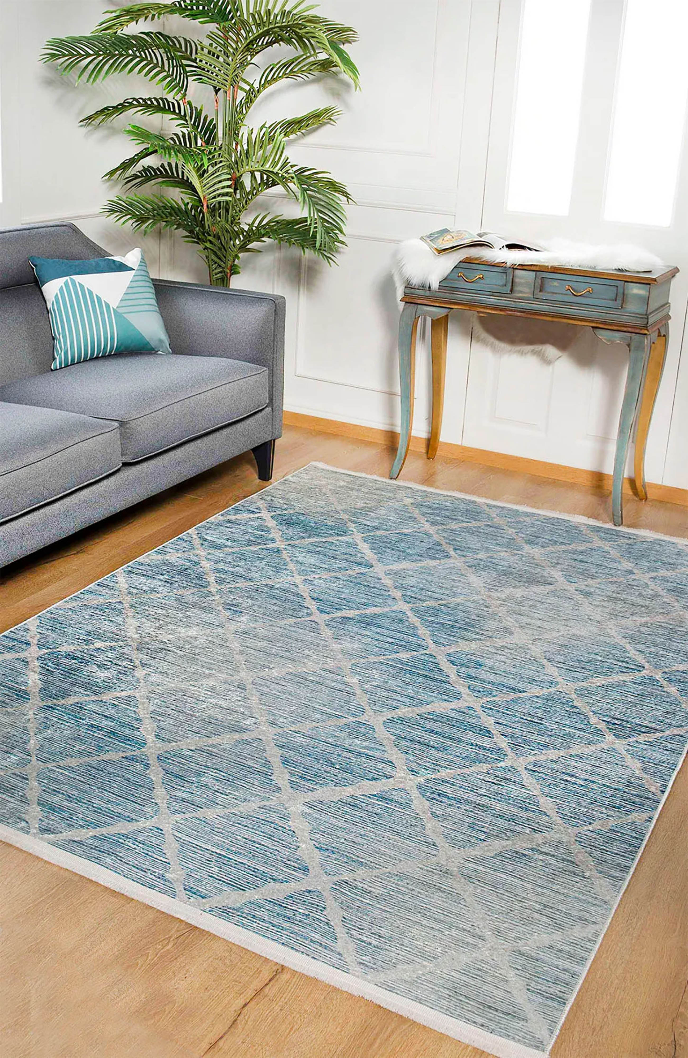 Brown Beige Geometric Antique Art Deco Rug
