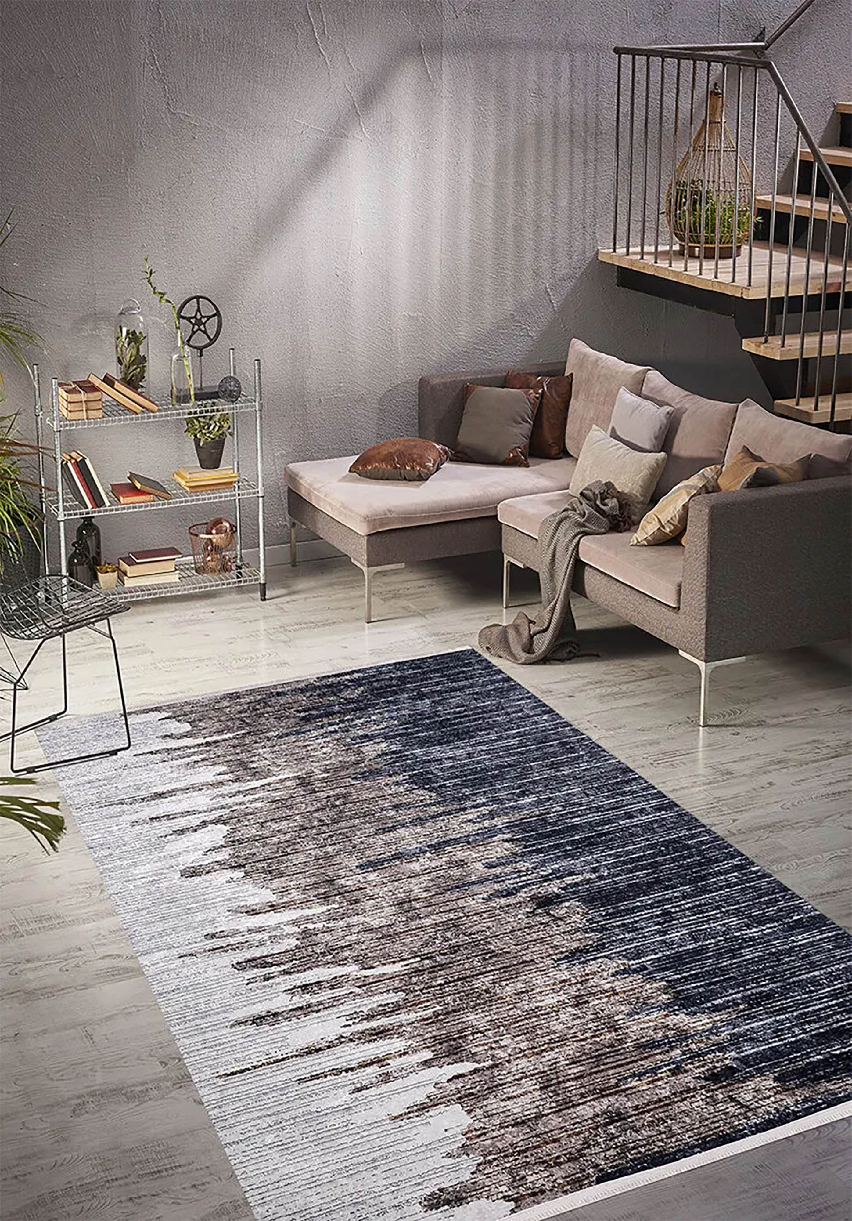 Brown Beige Geometric Antique Art Deco Rug
