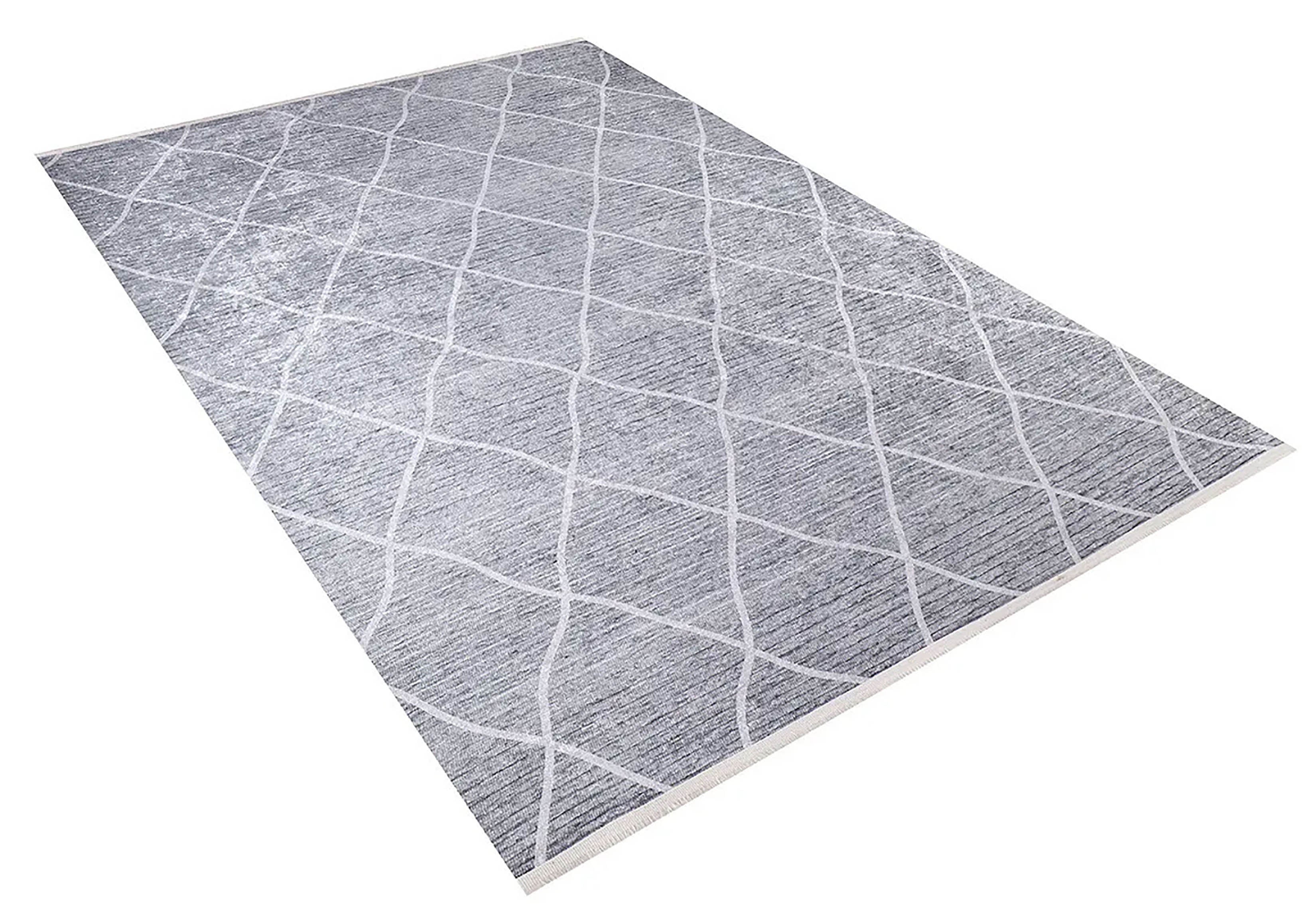 Fas Gri Geometrik Modern Halı - Pera Halı