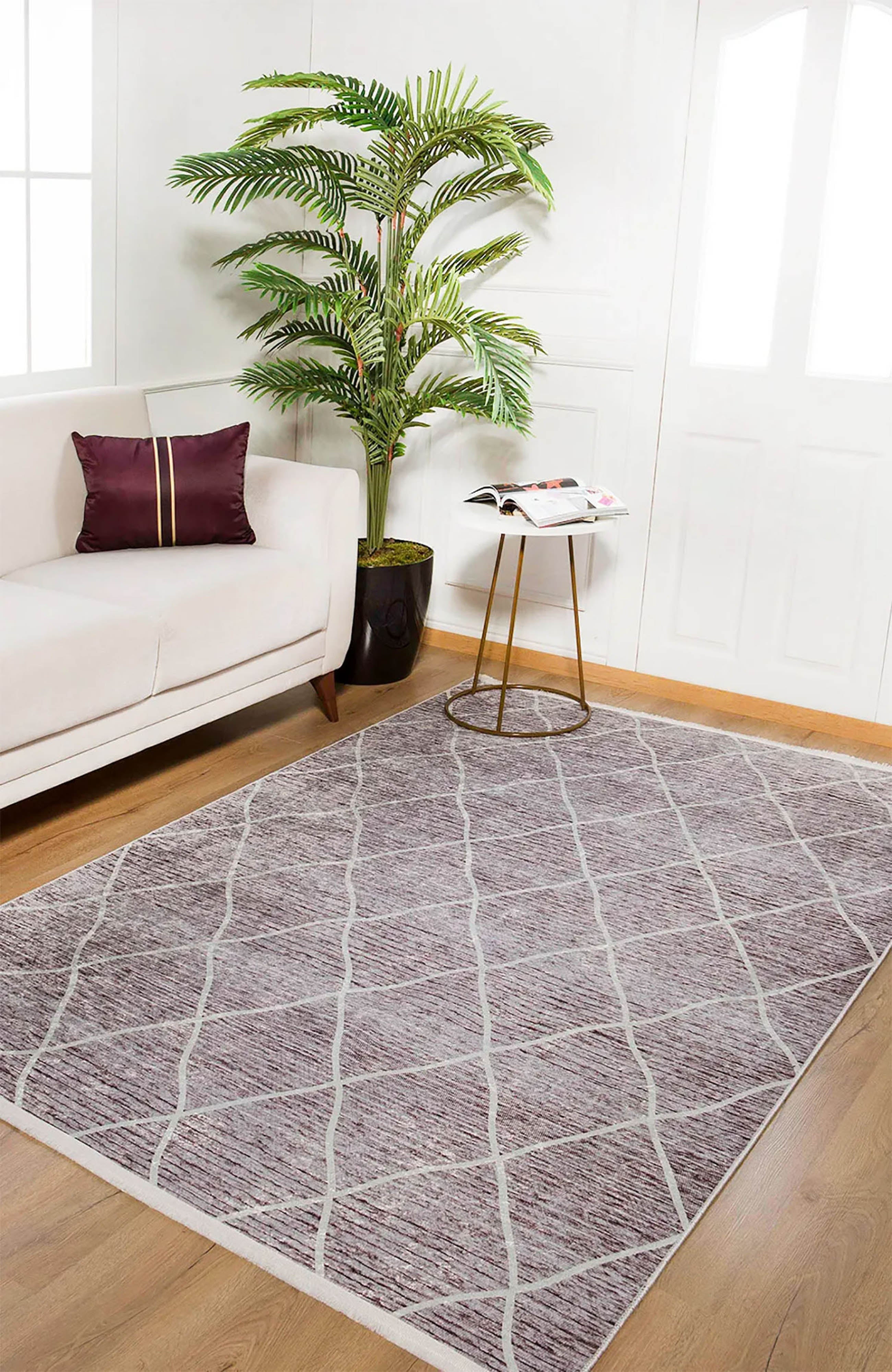 Brown Beige Geometric Antique Art Deco Rug