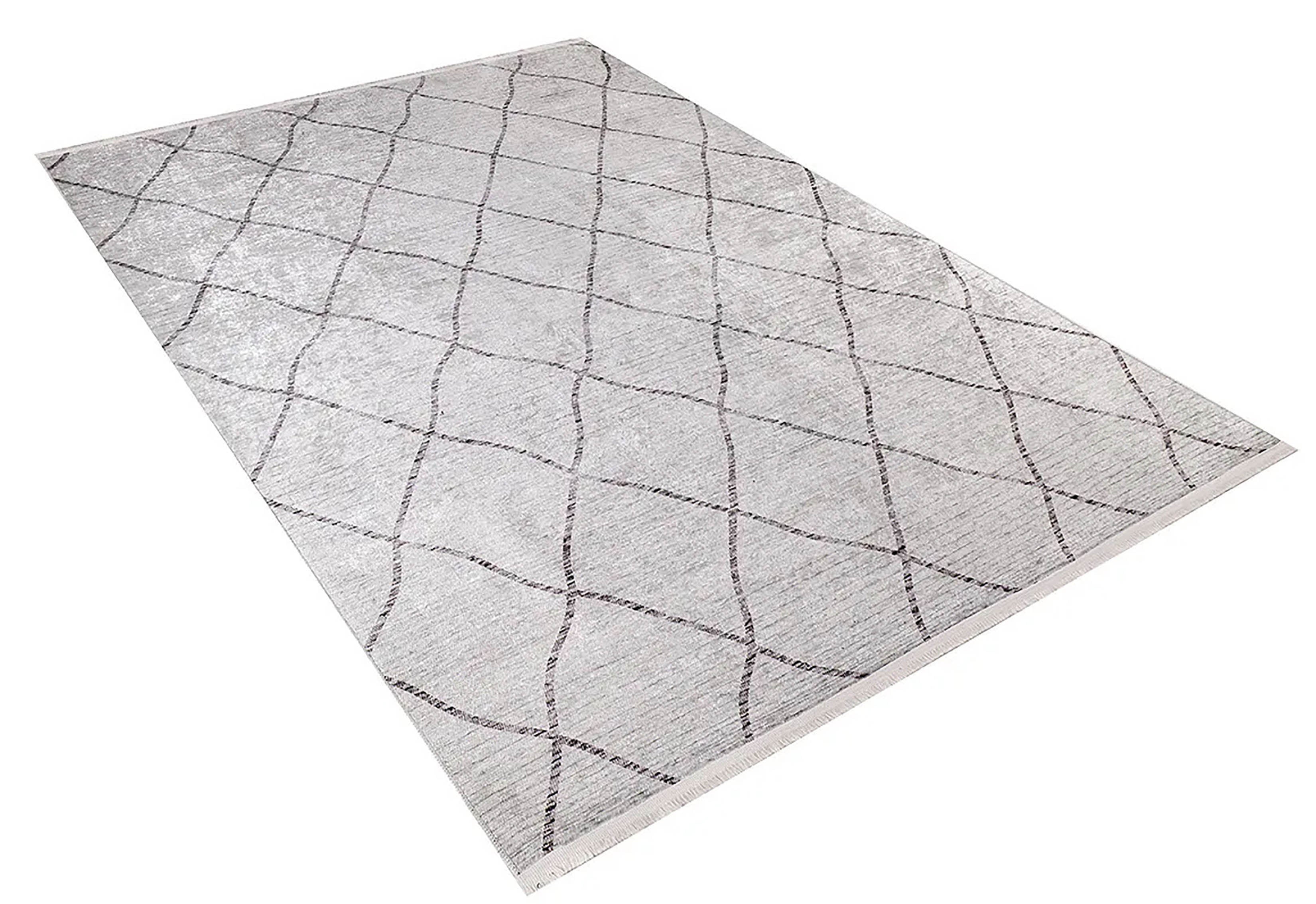 Fas Tarzı Krem Geometrik Modern Lüks Halı - Pera Halı