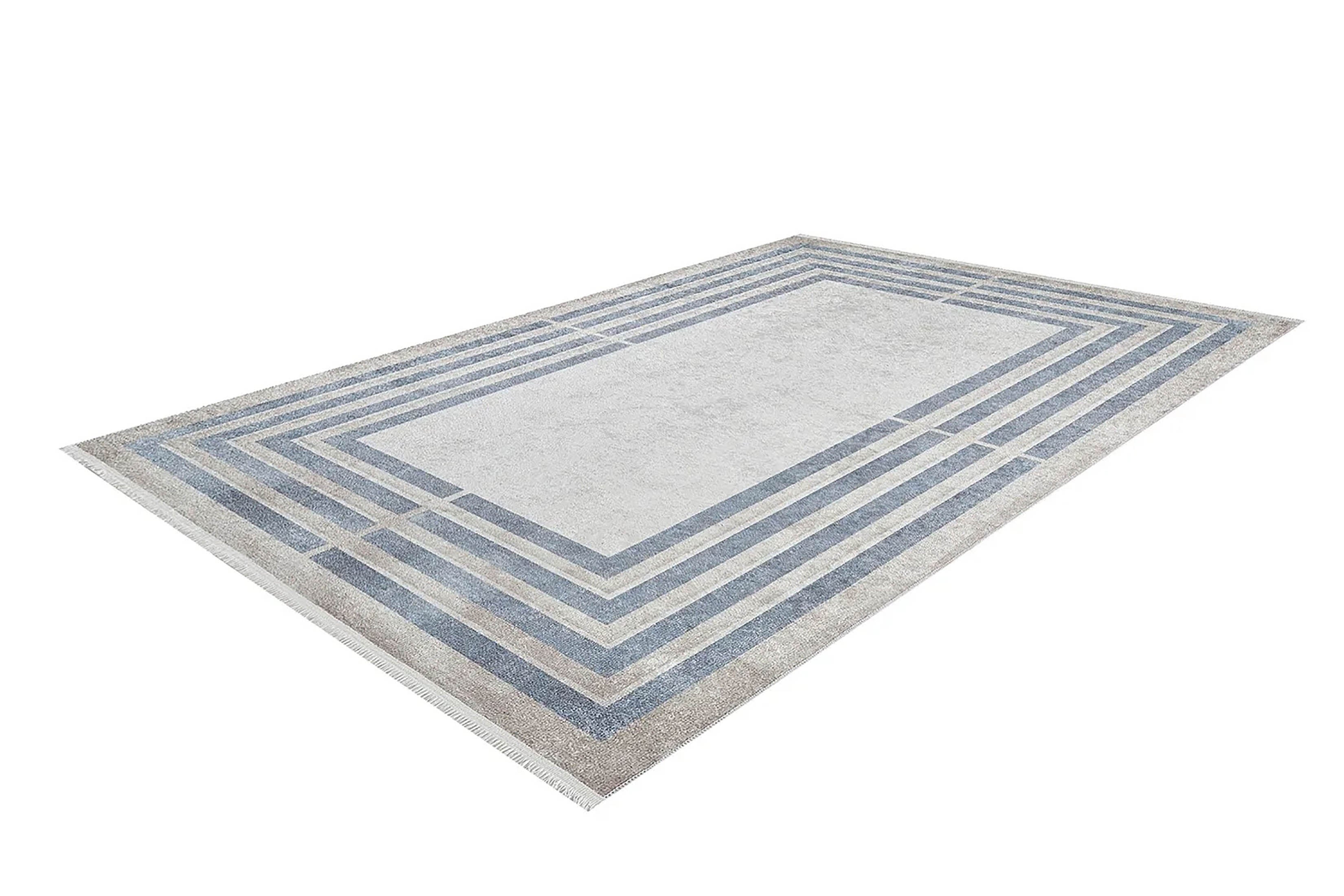 Geometrik Mavi Gri Halı - Pera Halı