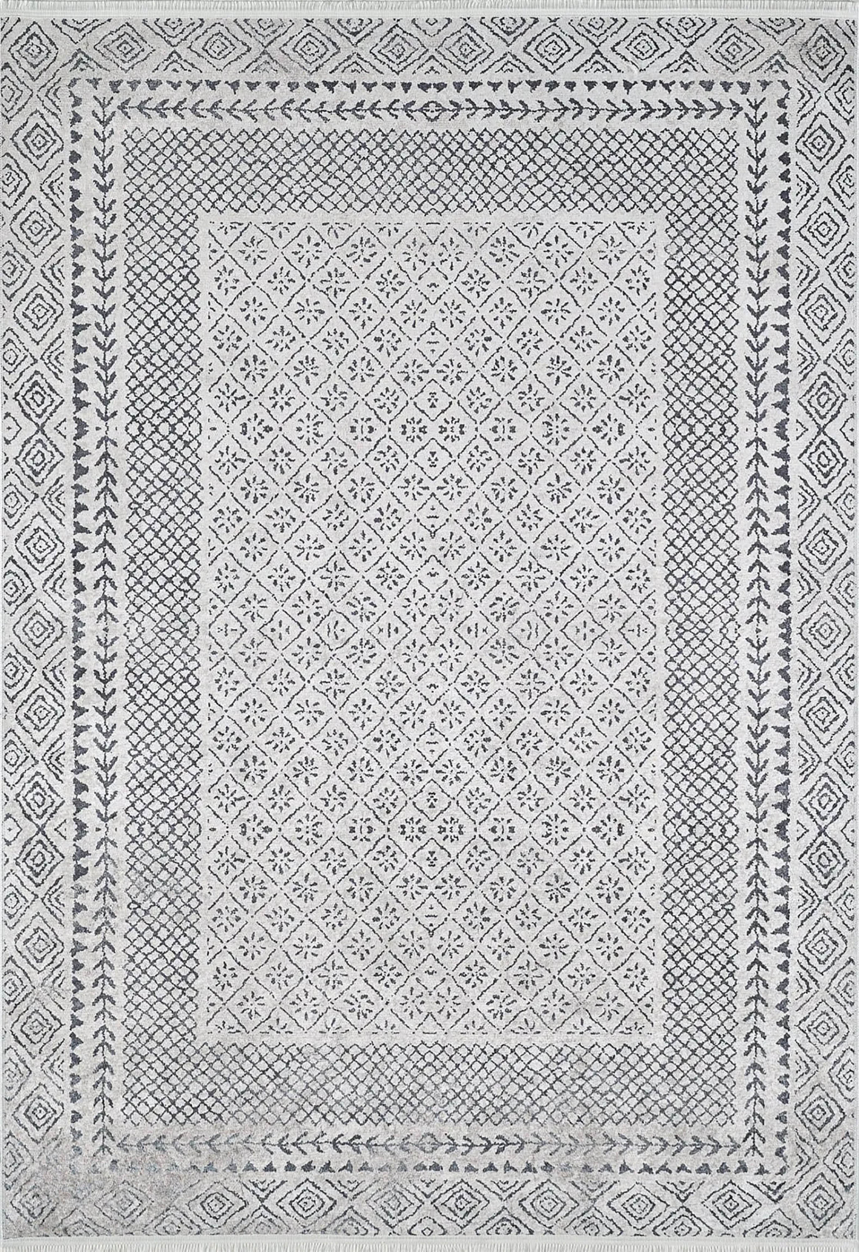 Gri Geometrik Halı - Pera Halı