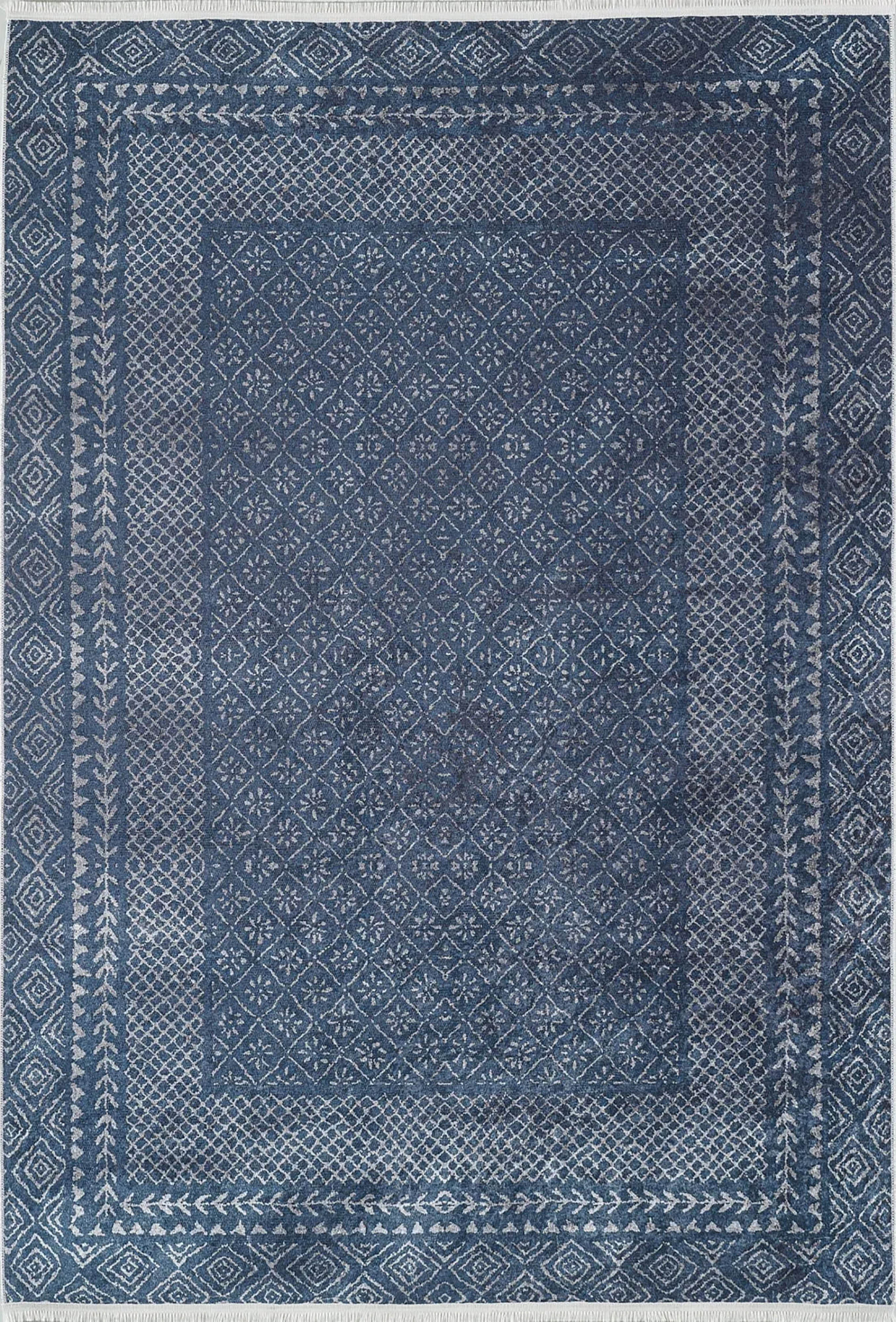 Lacivert Geometrik Desenli Halı - Pera Halı