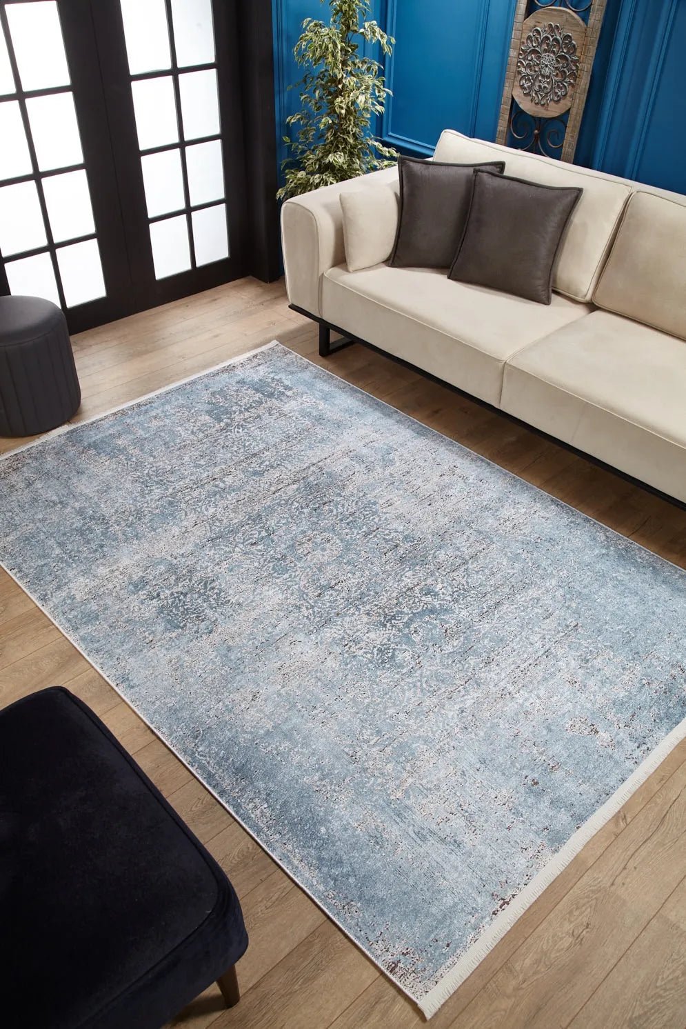 Pale Pink Cream Beige Geometric Patterned Kilim Rug