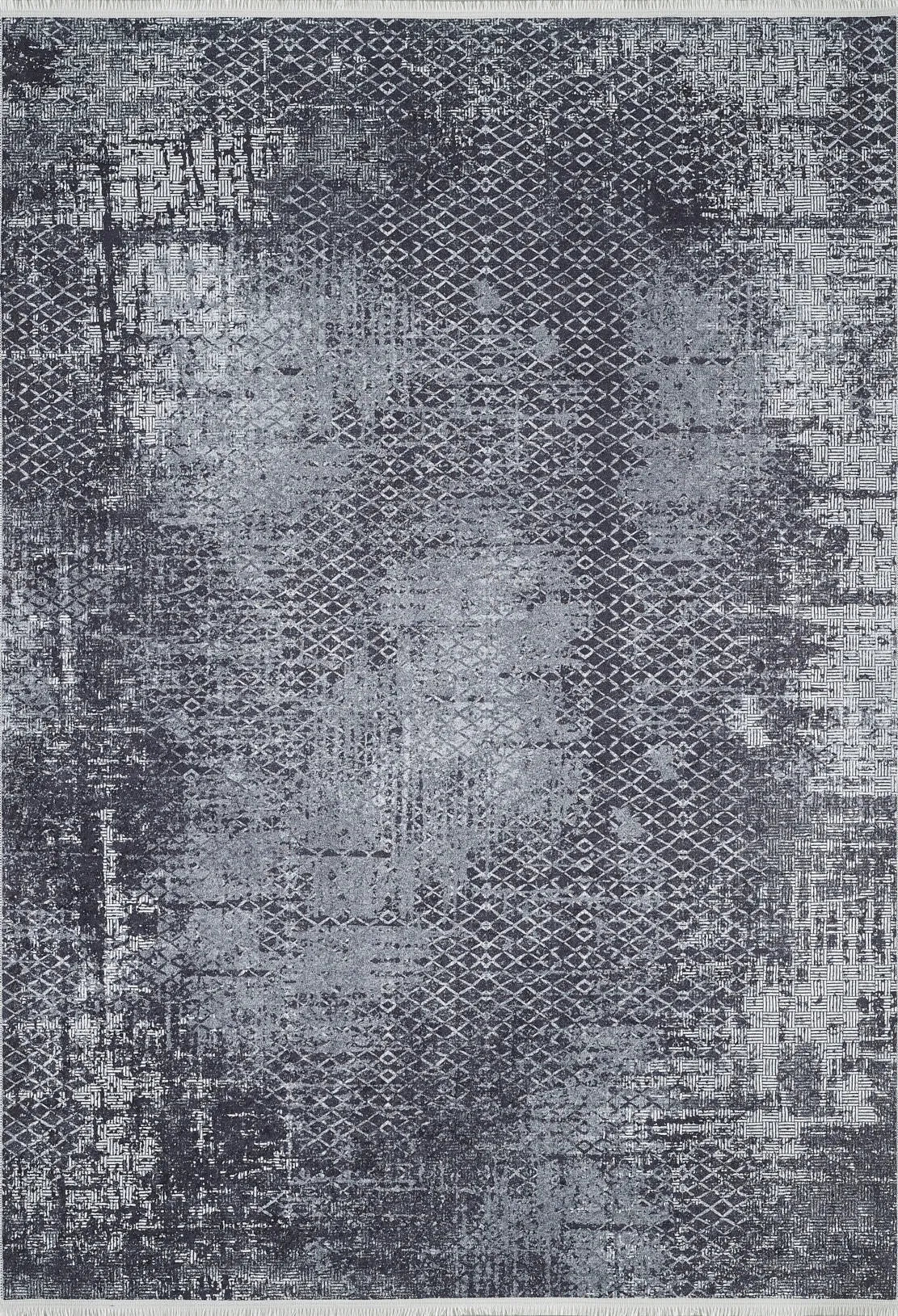 Antrasit Gri Geometrik Desenli Halı