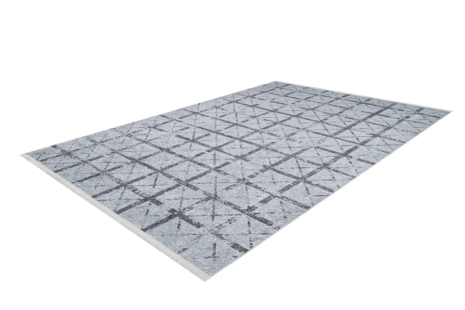 Açık Gri Kafes Desenli Geometrik Halı