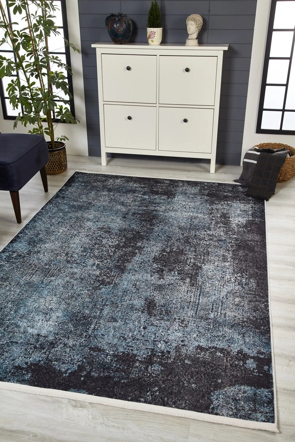 Lacivert Füme Mavi Modern Halı