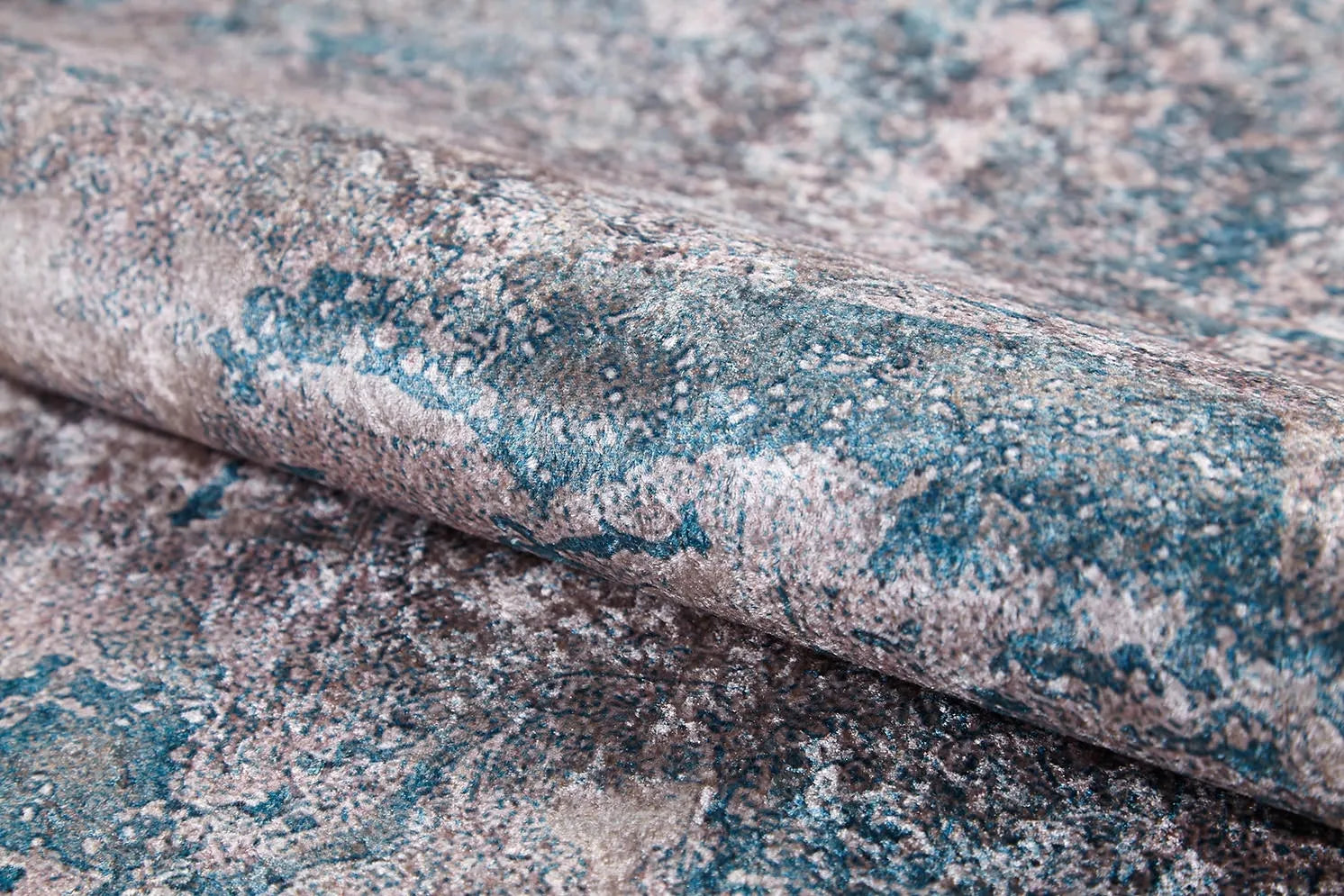 Bej Turkuaz Eskitme Desenli Halı