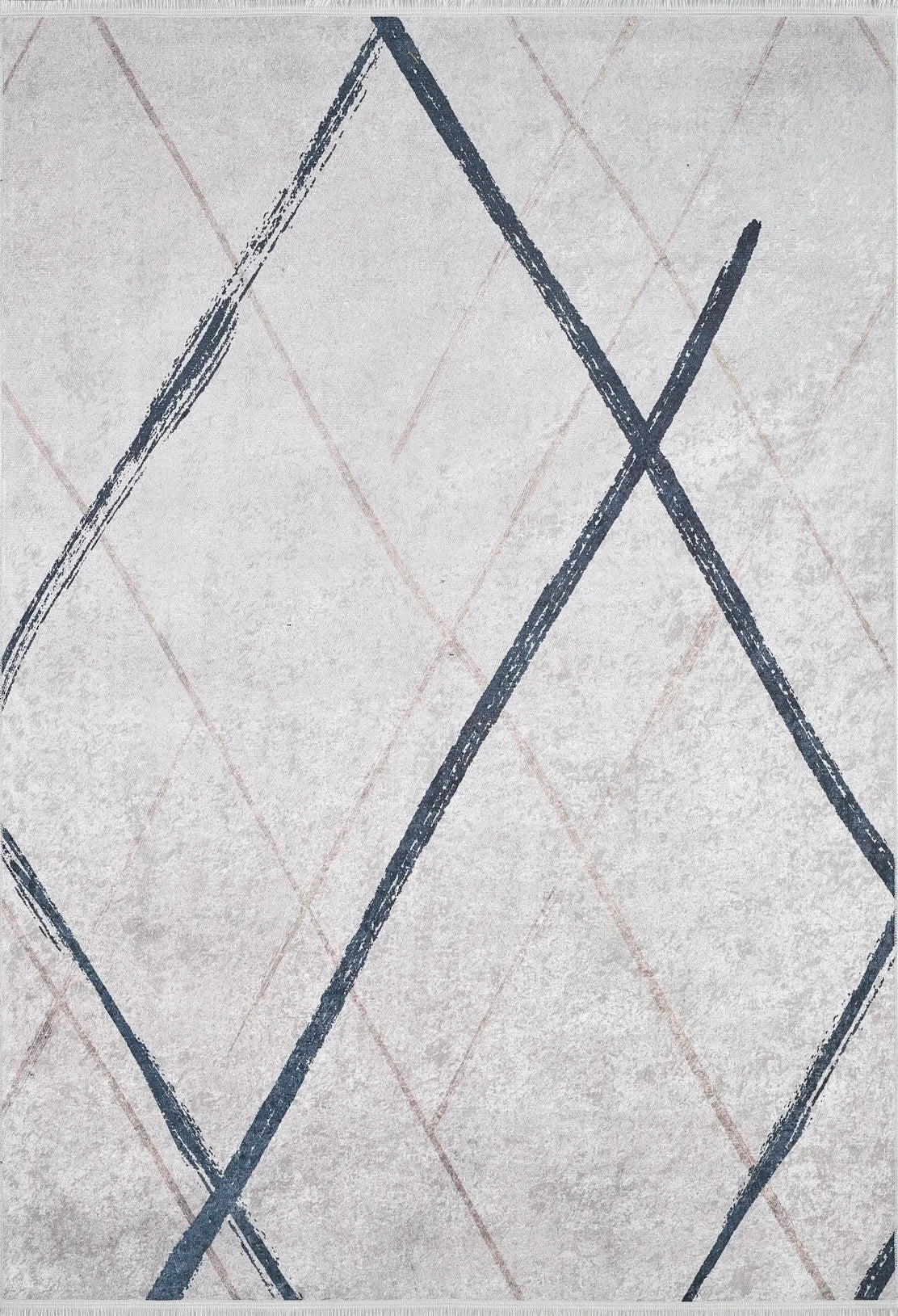 Blassrosa, cremebeige, geometrisch gemusterter Kelim-Teppich