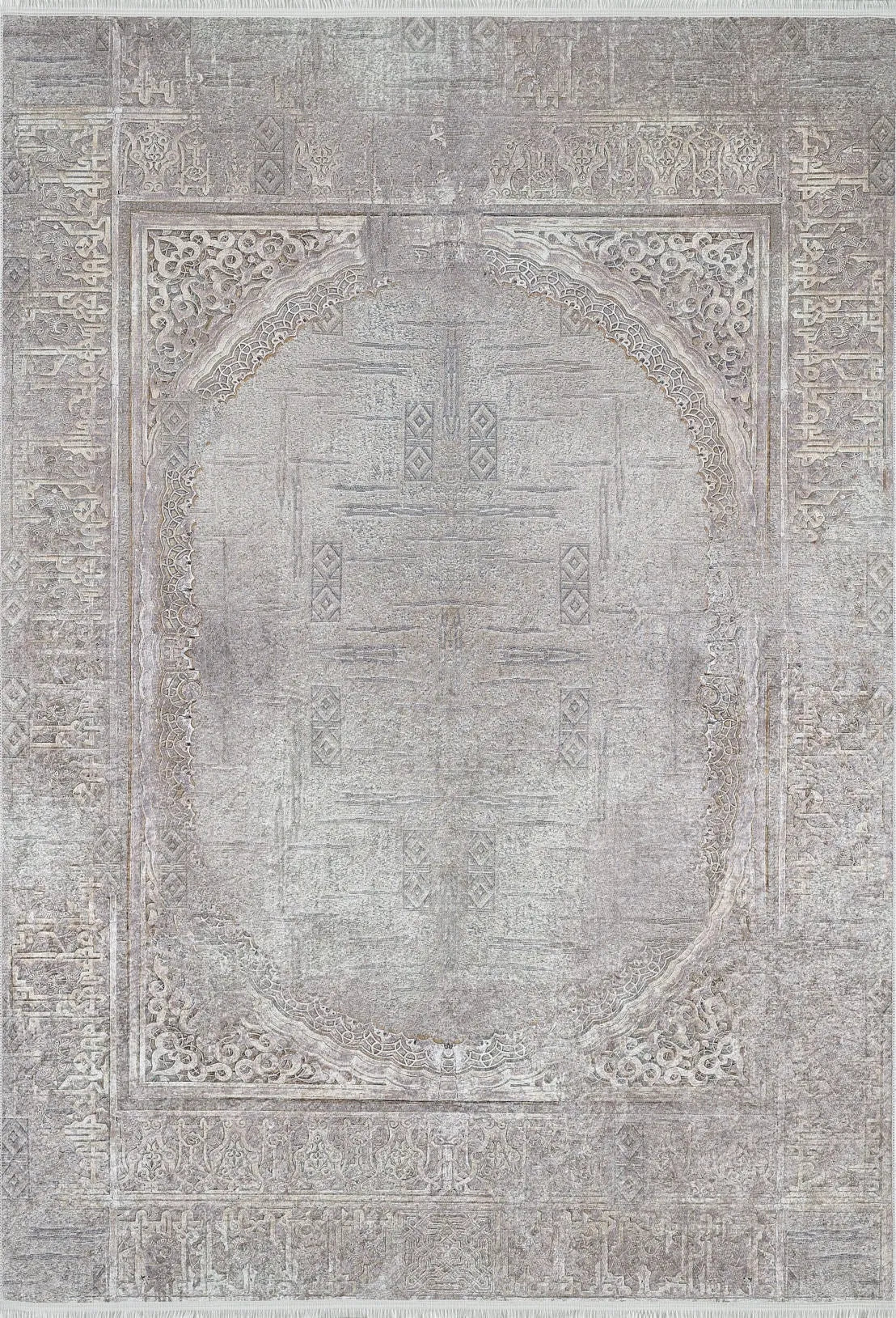 Pale Pink Cream Beige Geometric Patterned Kilim Rug