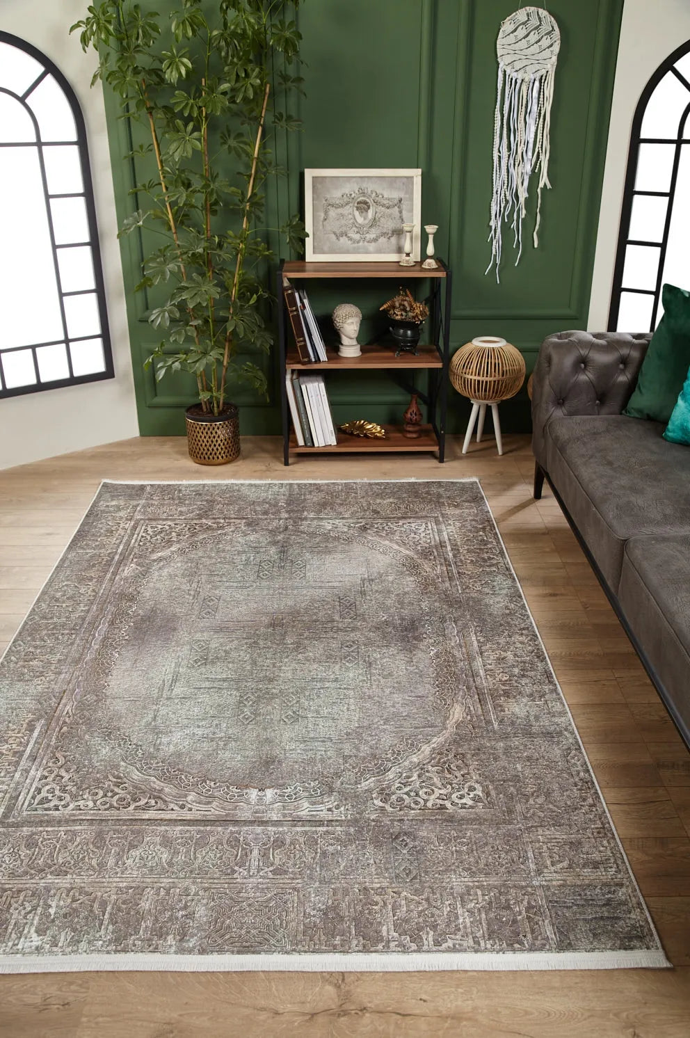 Pale Pink Cream Beige Geometric Patterned Kilim Rug