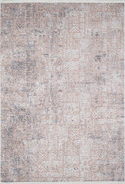 Blassrosa, cremebeige, geometrisch gemusterter Kelim-Teppich