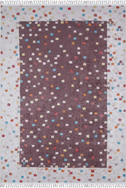 Pale Pink Cream Beige Geometric Patterned Kilim Rug