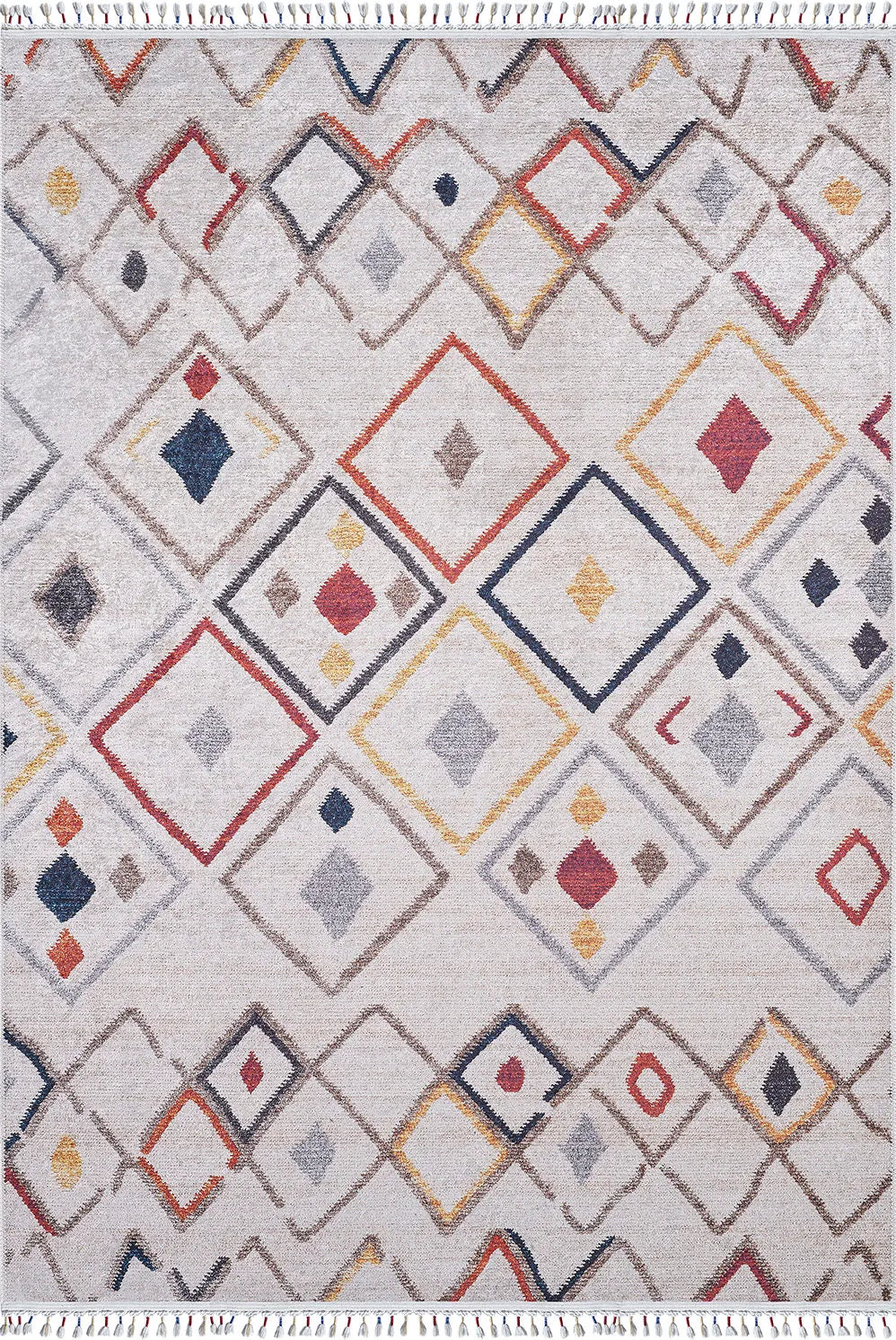 Pale Pink Cream Beige Geometric Patterned Kilim Rug