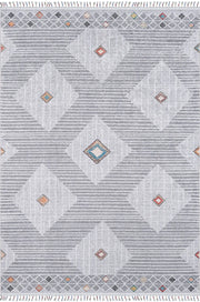 Pale Pink Cream Beige Geometric Patterned Kilim Rug