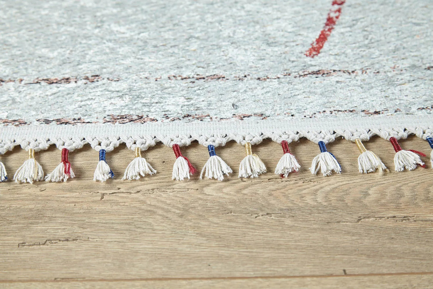 Pale Pink Cream Beige Geometric Patterned Kilim Rug
