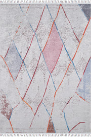 Pale Pink Cream Beige Geometric Patterned Kilim Rug