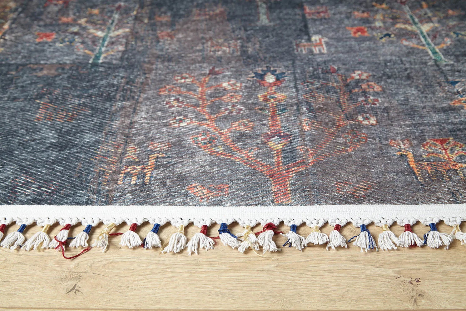 Pale Pink Cream Beige Geometric Patterned Kilim Rug