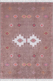 Blassrosa, cremebeige, geometrisch gemusterter Kelim-Teppich