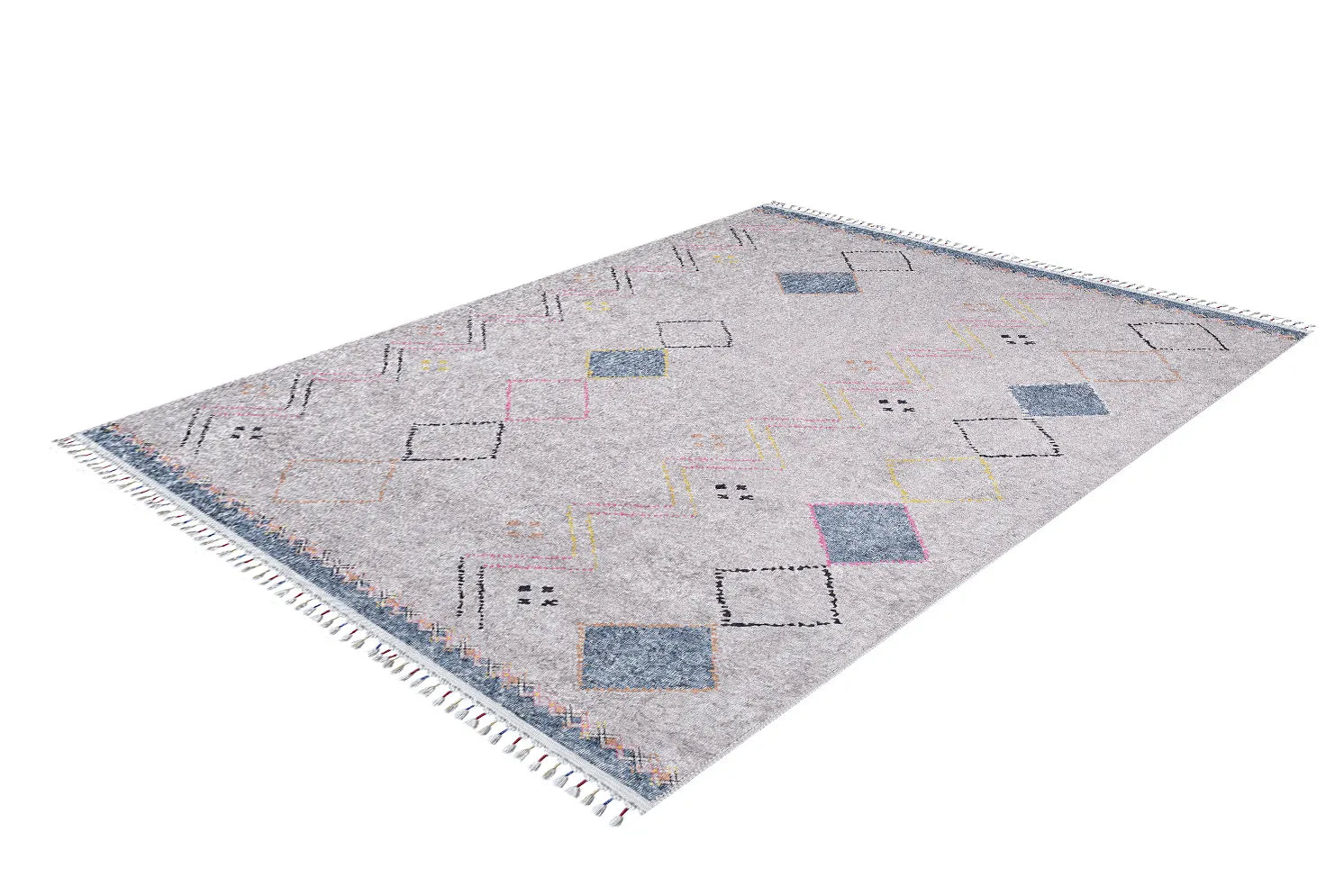 Pale Pink Cream Beige Geometric Patterned Kilim Rug