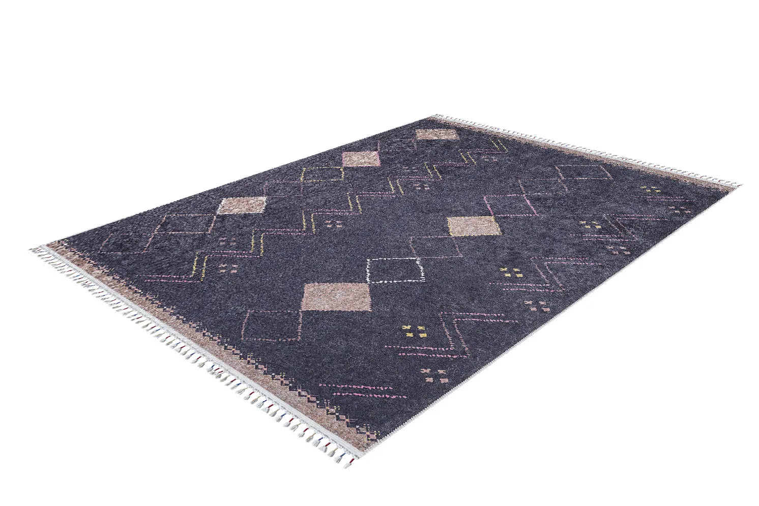 Pale Pink Cream Beige Geometric Patterned Kilim Rug