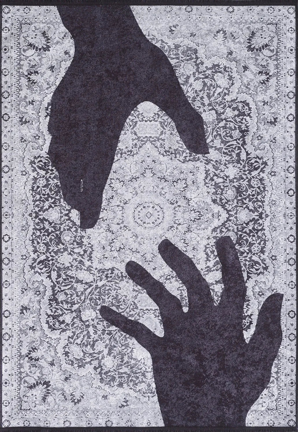 Blassrosa, cremebeige, geometrisch gemusterter Kelim-Teppich