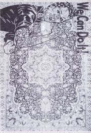 Blassrosa, cremebeige, geometrisch gemusterter Kelim-Teppich