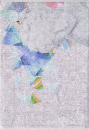 Blassrosa, cremebeige, geometrisch gemusterter Kelim-Teppich