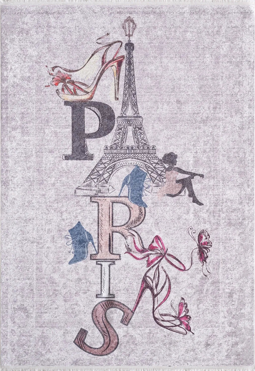 Blassrosa, cremebeige, geometrisch gemusterter Kelim-Teppich