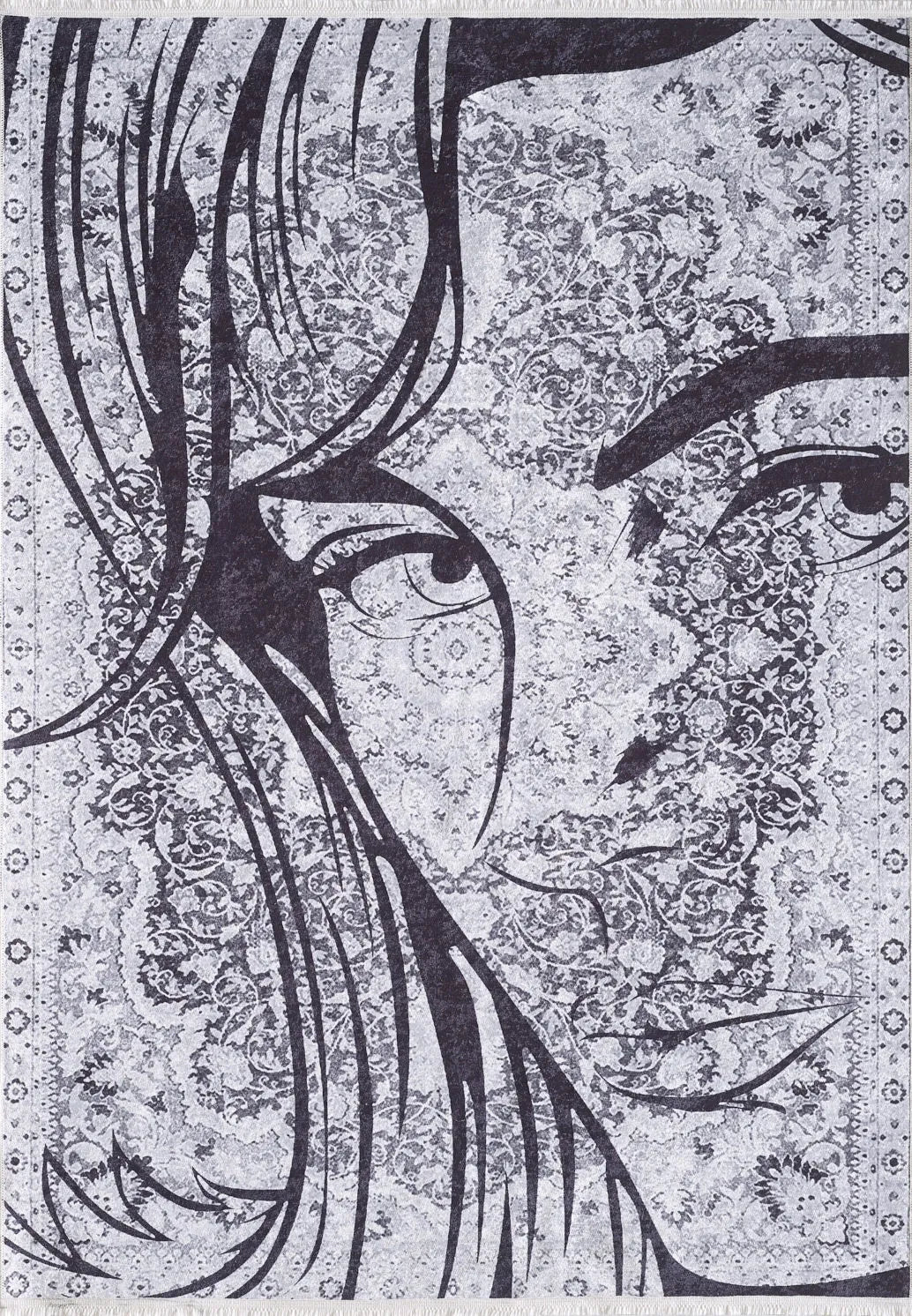 Blassrosa, cremebeige, geometrisch gemusterter Kelim-Teppich