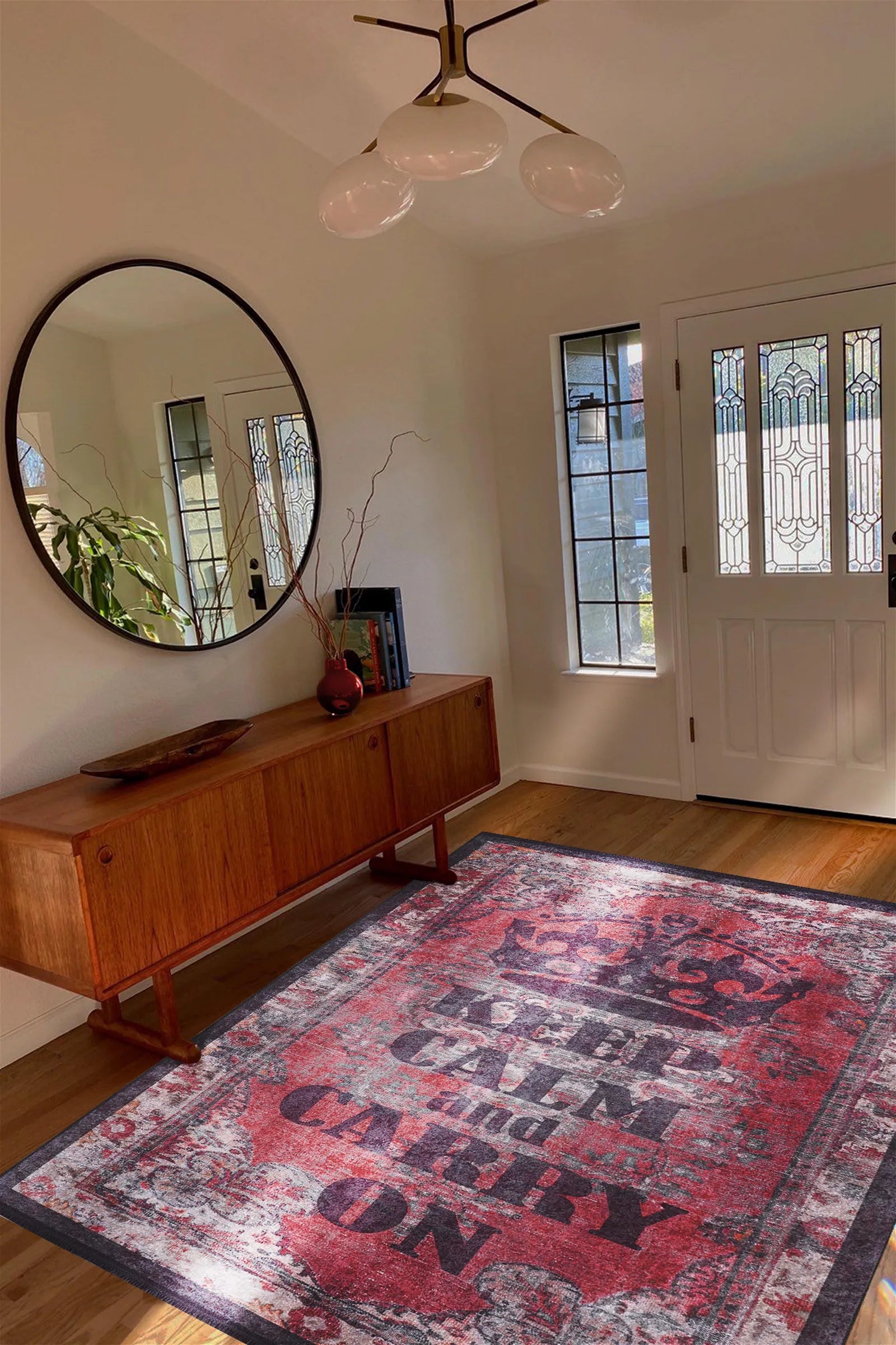 Blassrosa, cremebeige, geometrisch gemusterter Kelim-Teppich