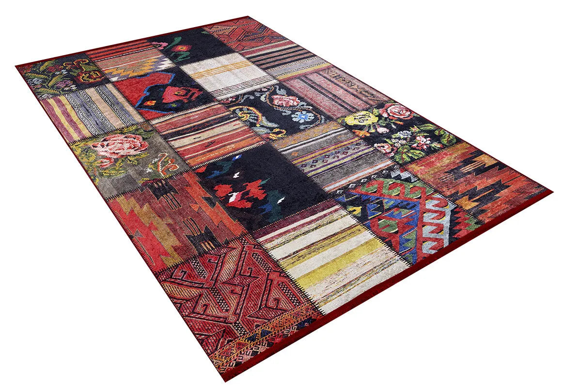 Çok Renkli Otantik Kilim Motifli Patchwork Halı
